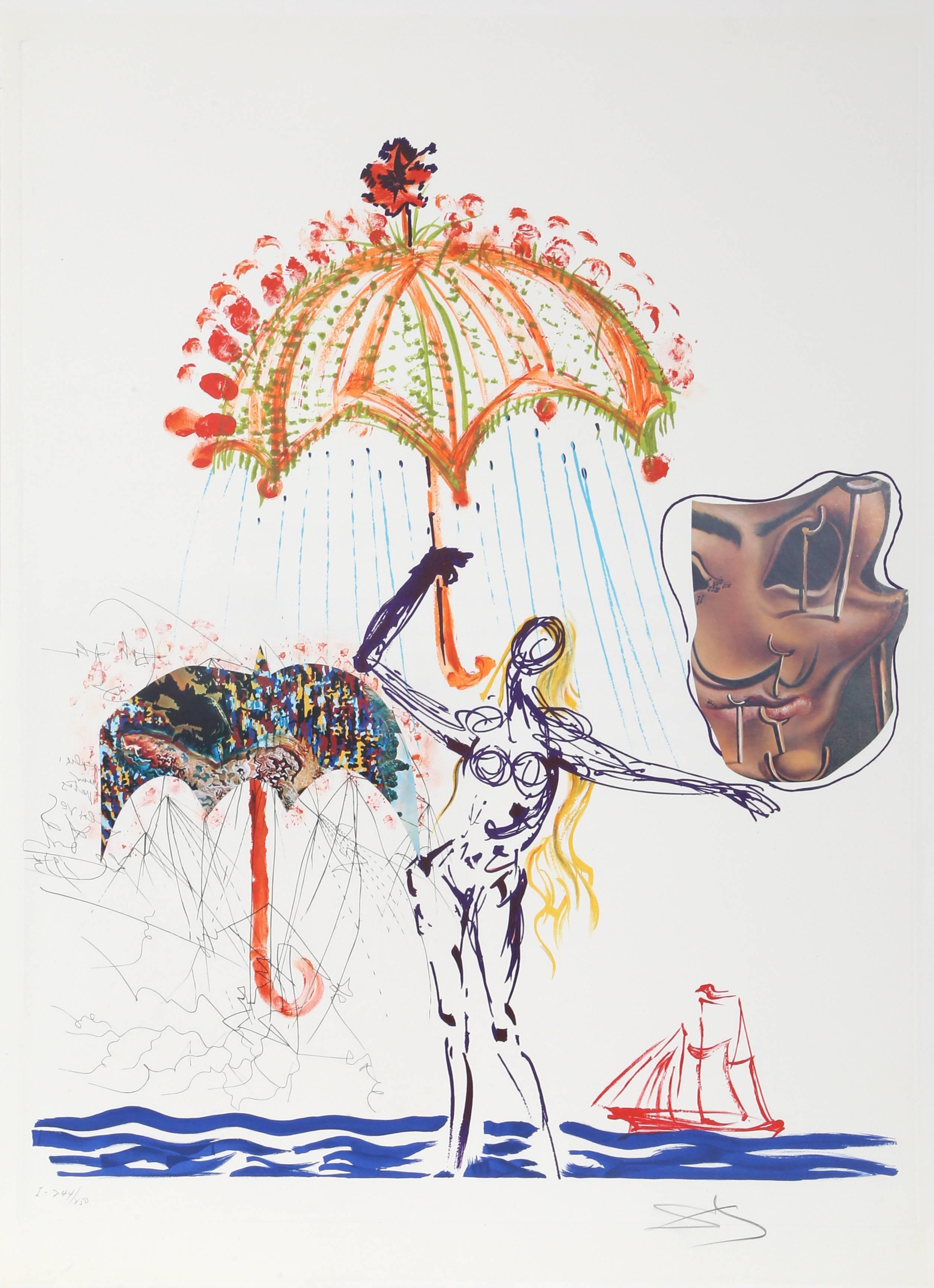 Salvador Dalí Figurative Print - Anti-Umbrella with Atomized Liquid from Imaginations and Objects of the Future