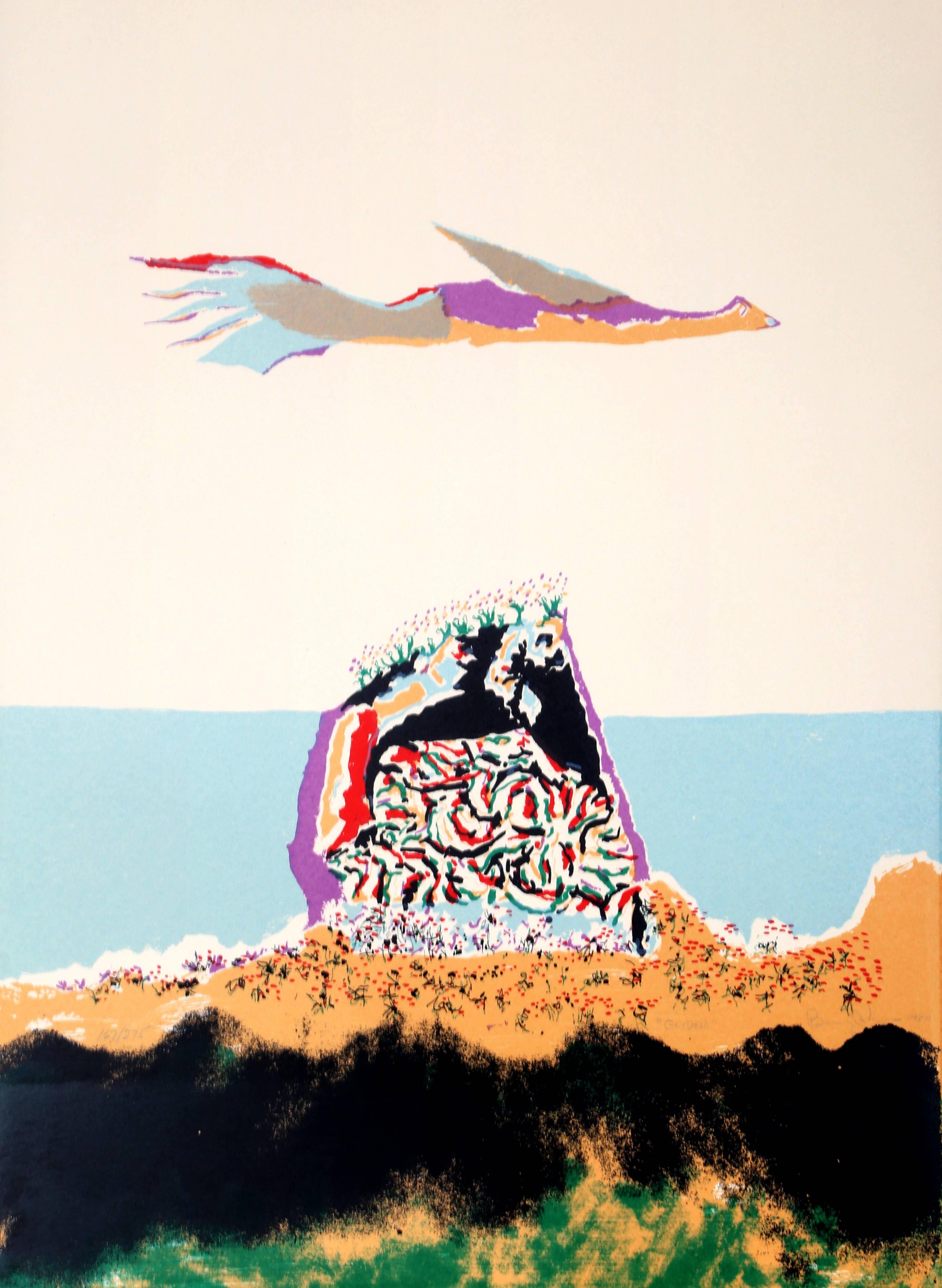 Glider, Abstrakte Lithographie von Benny Andrews