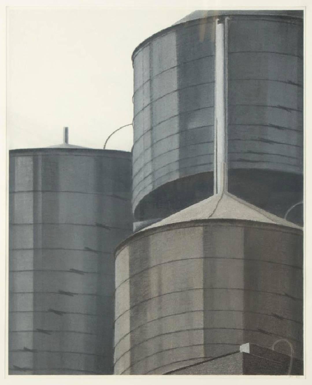 Jane McClintock Landscape Art - Water Towers from the NYC Reflections Series