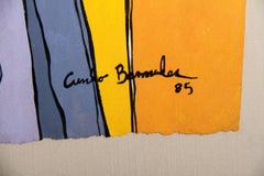 Woman with Headdress and Necklace, Acrylic Painting by Cundo Bermudez