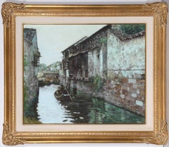 Vintage Boat in Village Canal