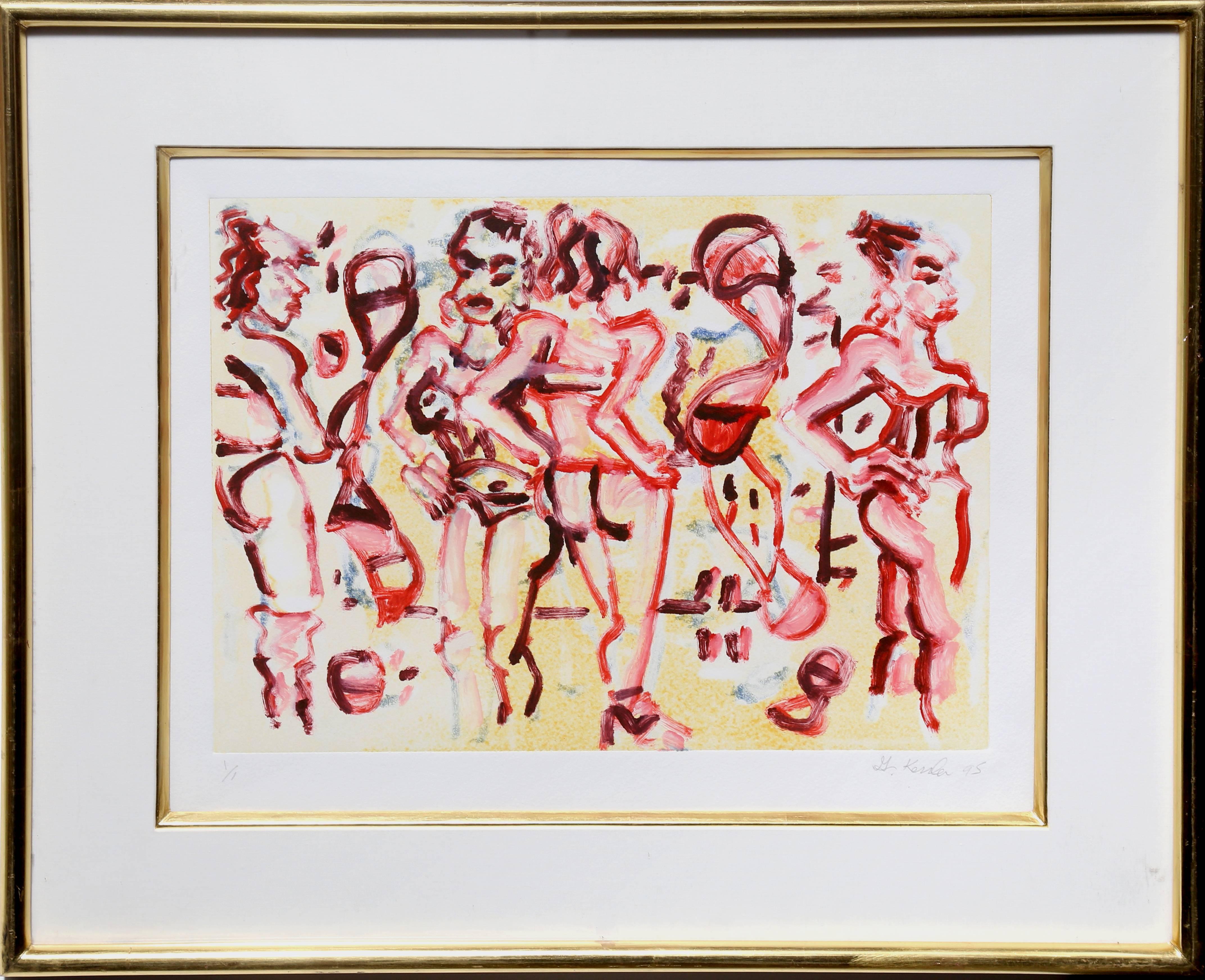 Artist: Greg Kessler, American (1966 - )
Title: Women in Heels
Year: 1995
Medium: Monotype Etching with Aquatint, signed in pencil
Edition: 1/1
Size: 12 x 16 in. (30.48 x 40.64 cm)
Frame Size: 20.5 x 24.5 inches