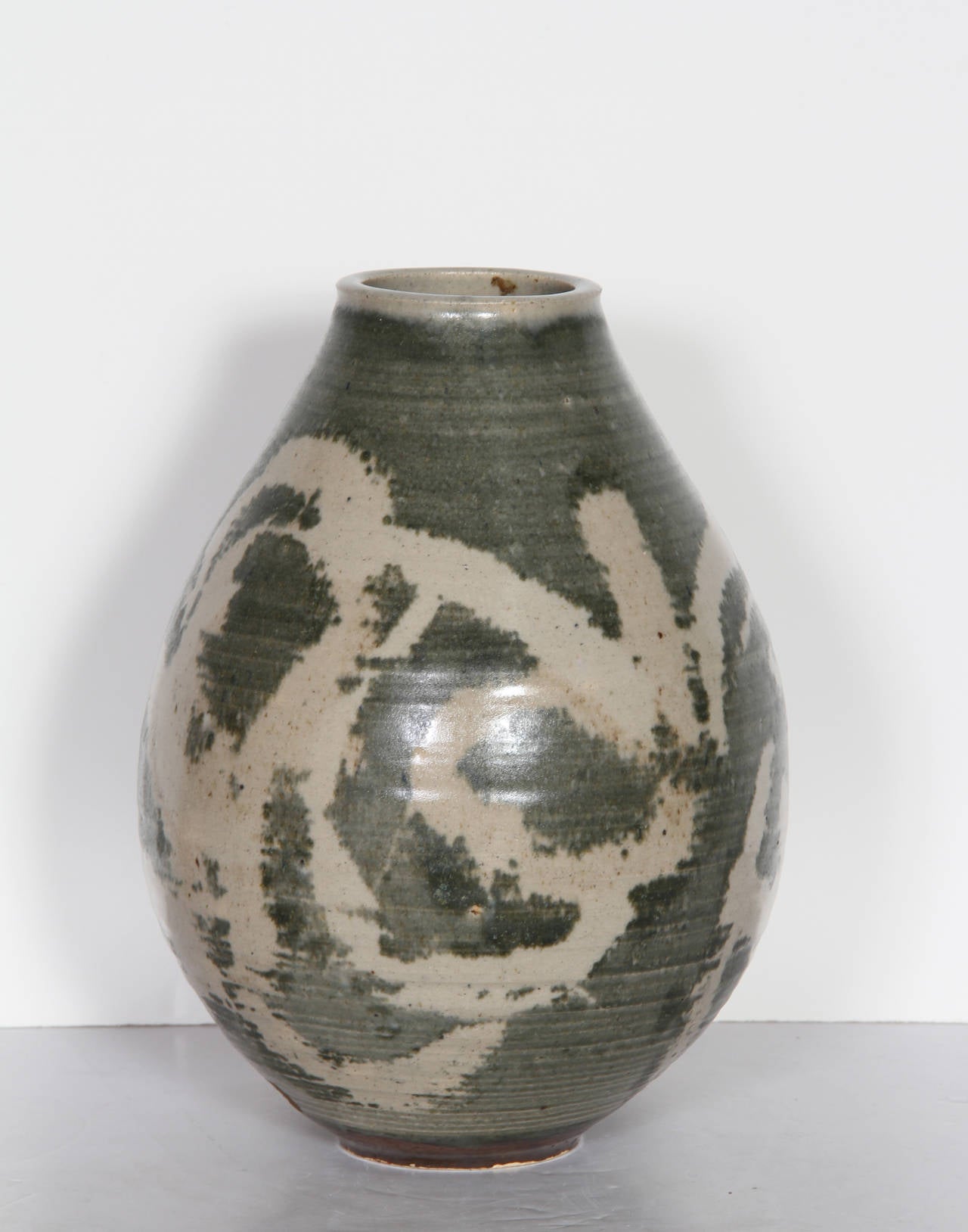 Unknown Still-Life Sculpture - Glazed Green Ceramic Vase