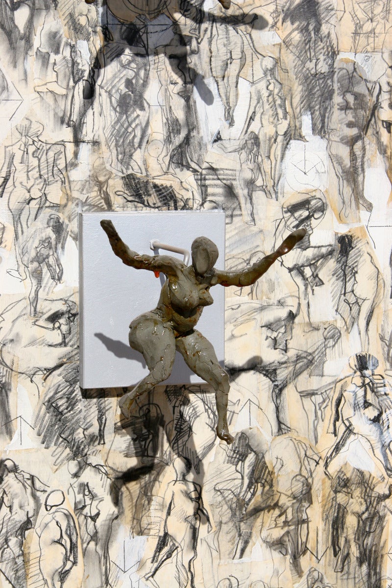 Figures and Sculptures, 3-D Wall Sculpture in Plexi Box - Black Figurative Sculpture by M. Mitchell