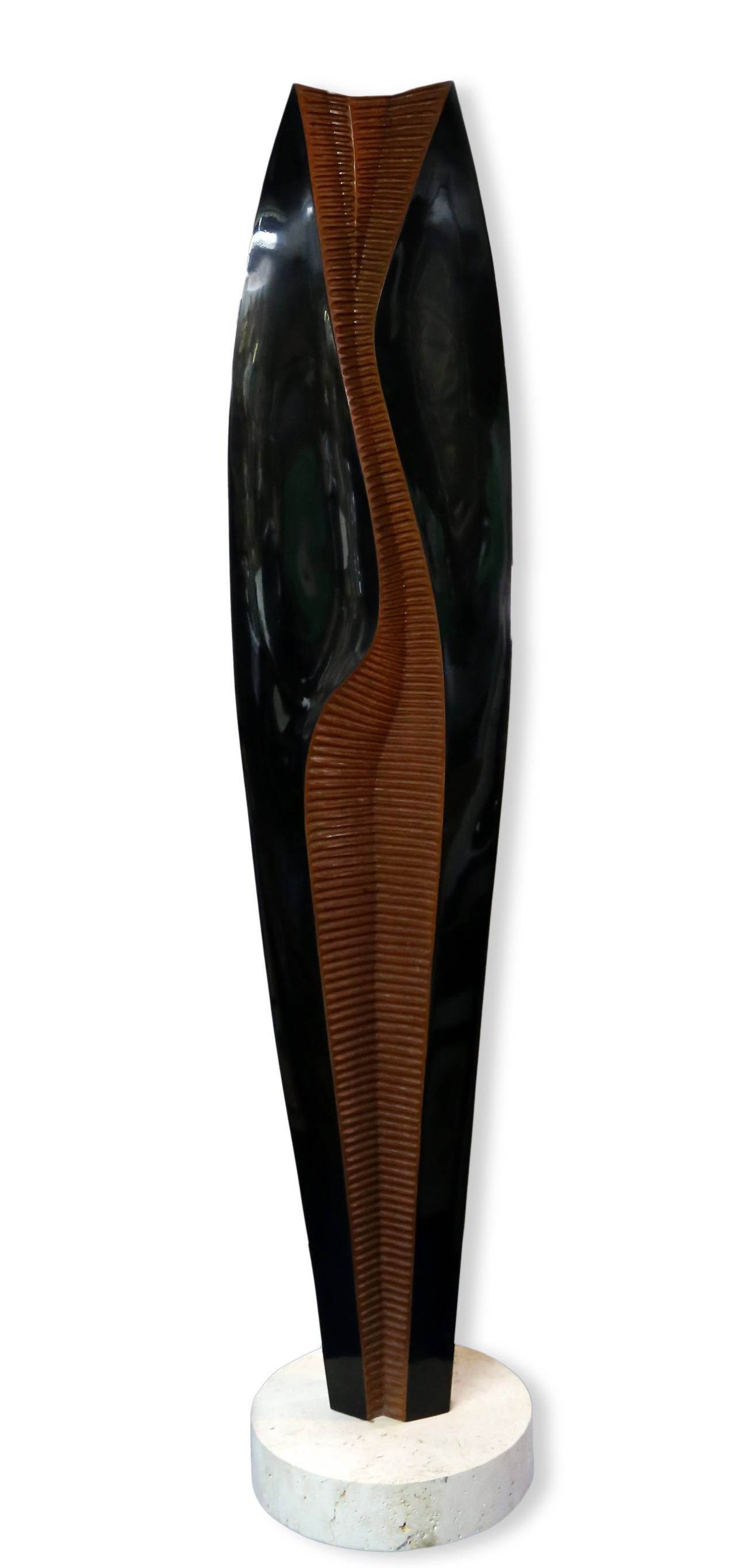 Abstract Female Figure, Large Standing Sculpture by Henri Moretti - Black Abstract Sculpture by Henry Moretti