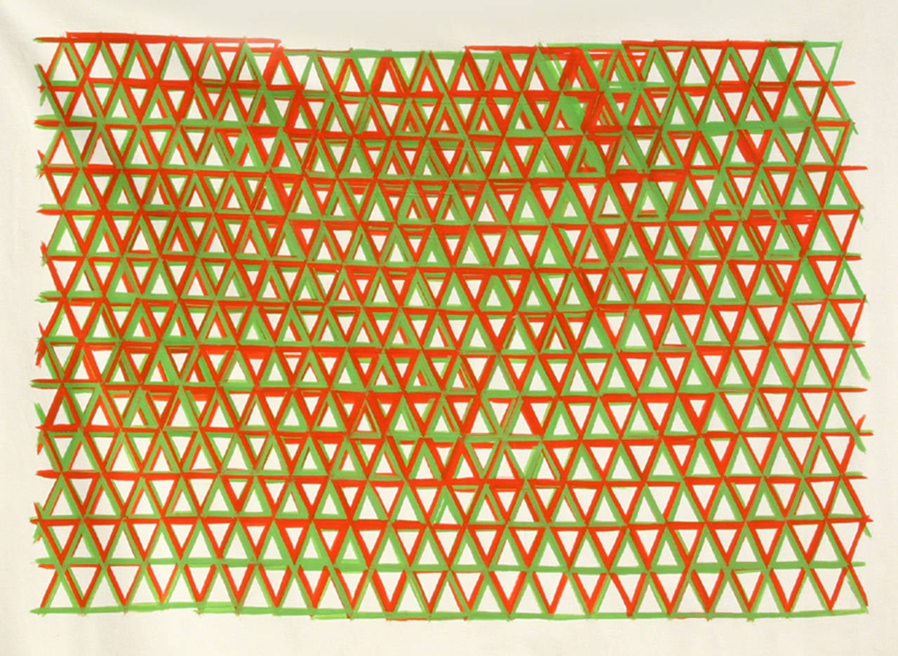 Großes geometrisches abstraktes Gemälde von Leo Bates