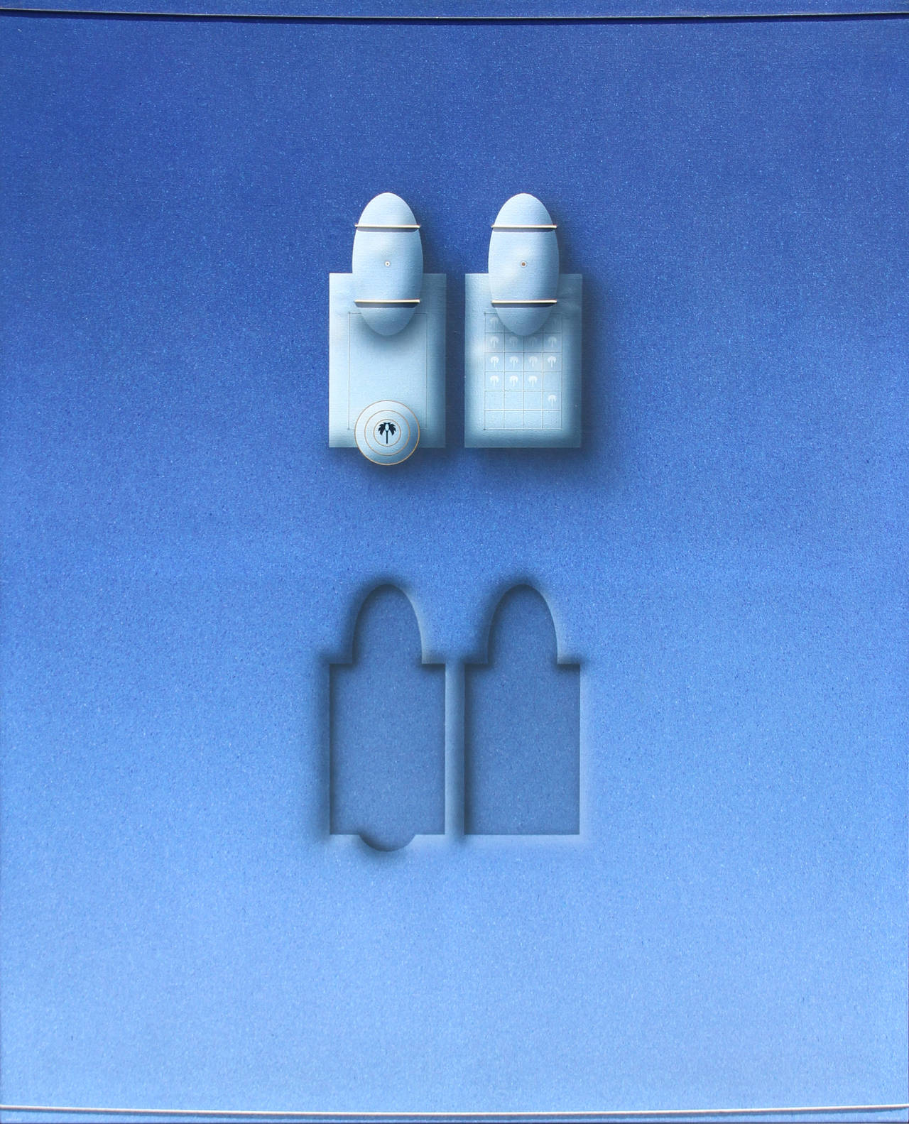 Infermiera di notte, grande dipinto surreale in stile Magritte di Backstrom aka Beck & Jung
