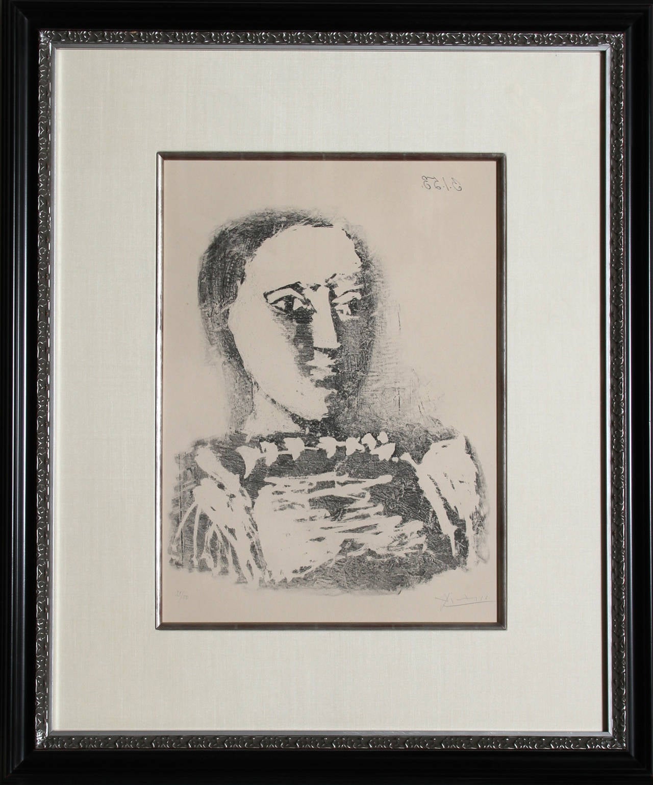 Pablo Picasso Portrait Print - Le Chandail brode, 1953 Lithograph by Picasso