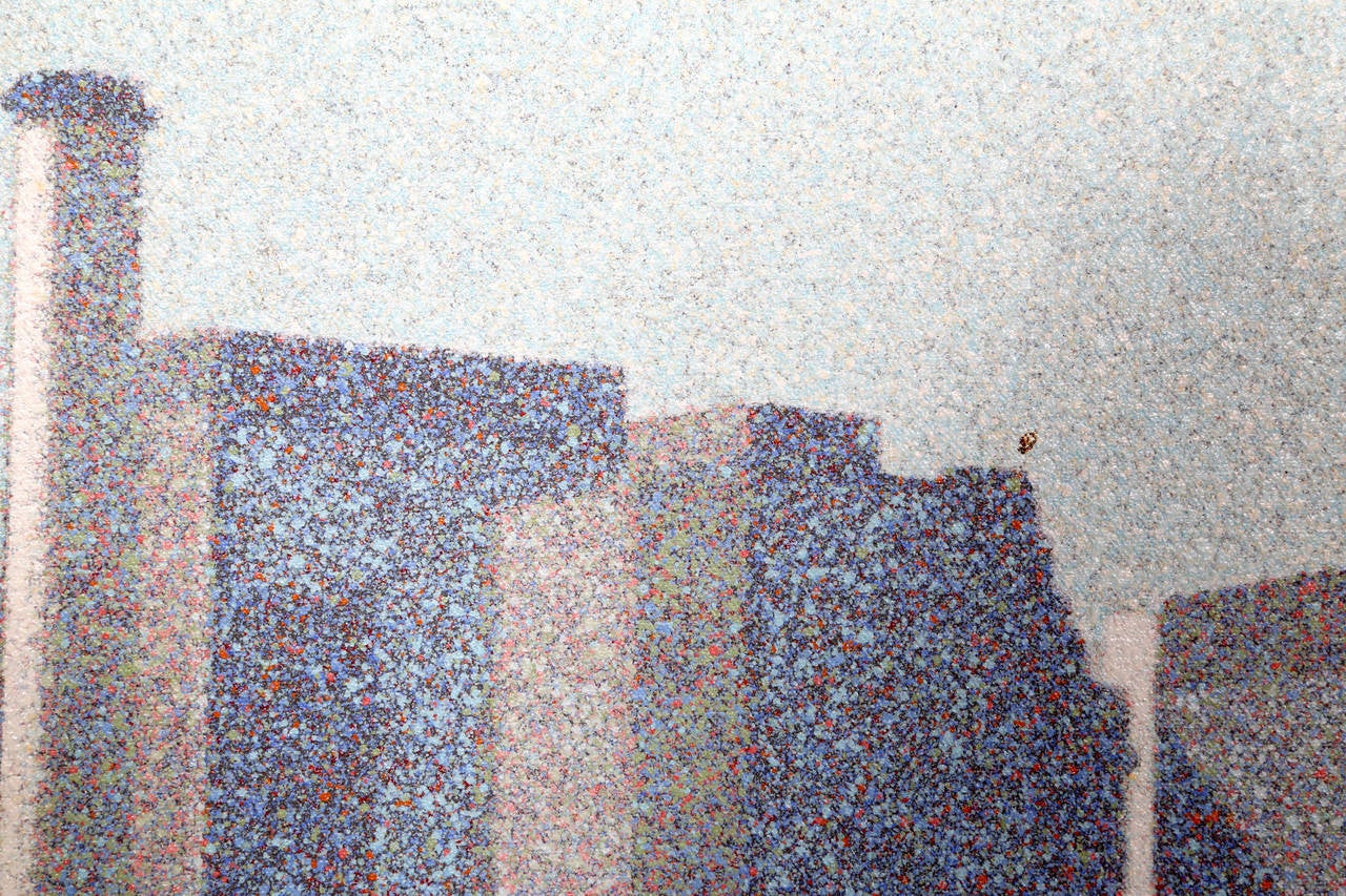 Petite ligne d'horizon, peinture de la ville de New York - Pointillisme Painting par Han Hsaing-ning