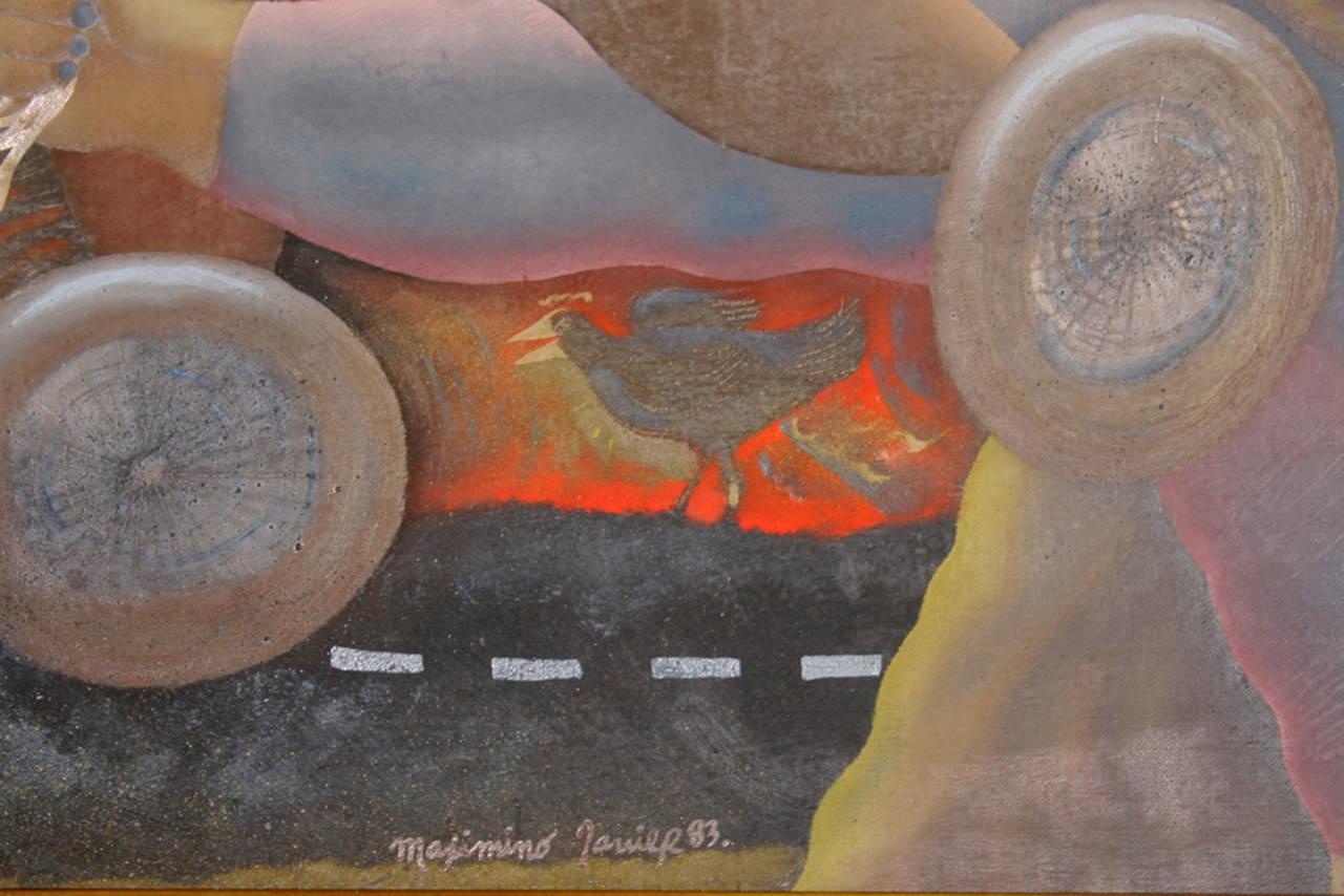 Bull on Wheels (Dancing) - Painting by Maximino Javier