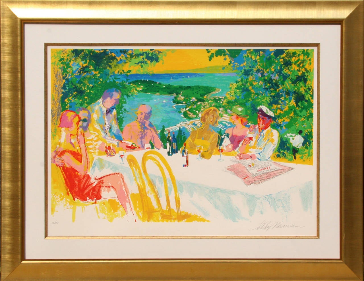 Leroy Neiman Landscape Print - Wine Alfresco, Screenprint by LeRoy Neiman