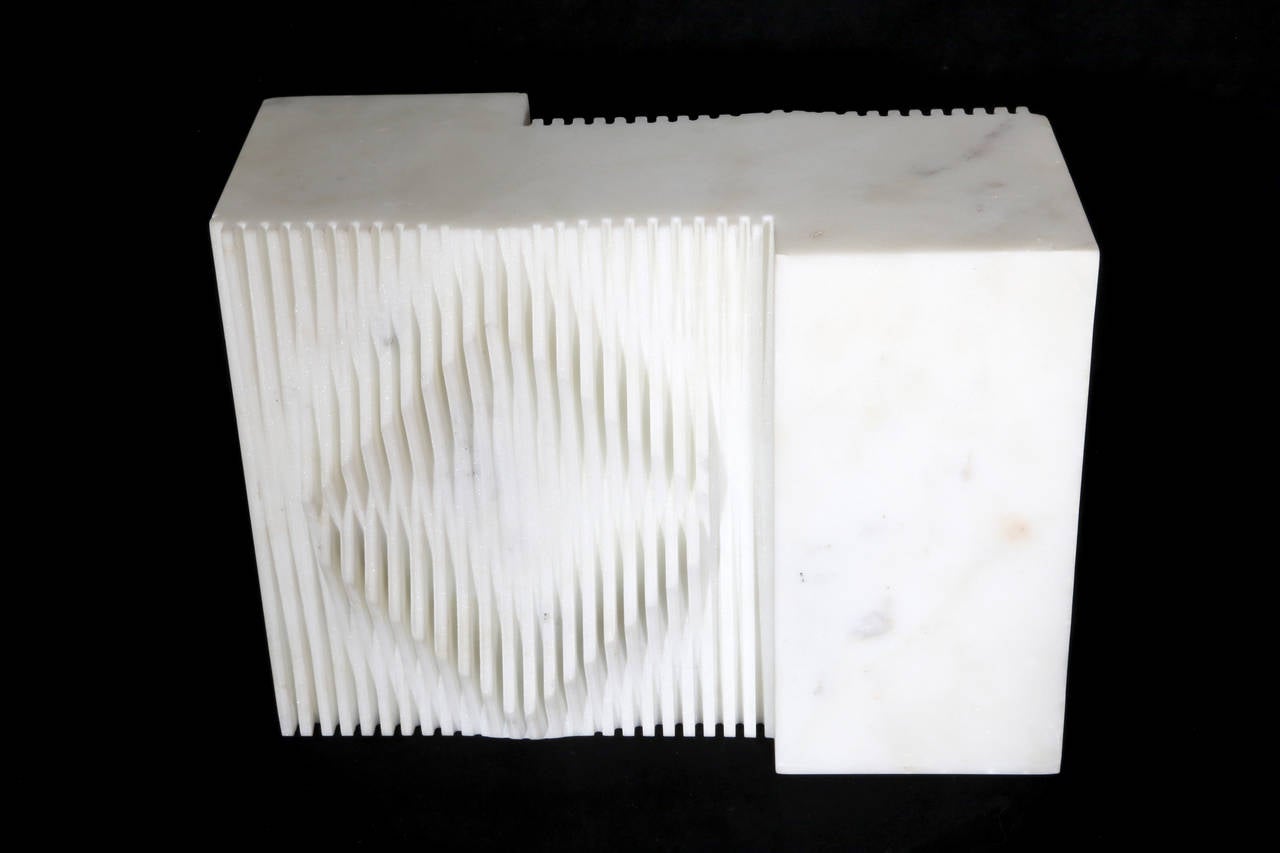 Untitled III, Unique White Marble Modern Sculpture 1972 For Sale 2