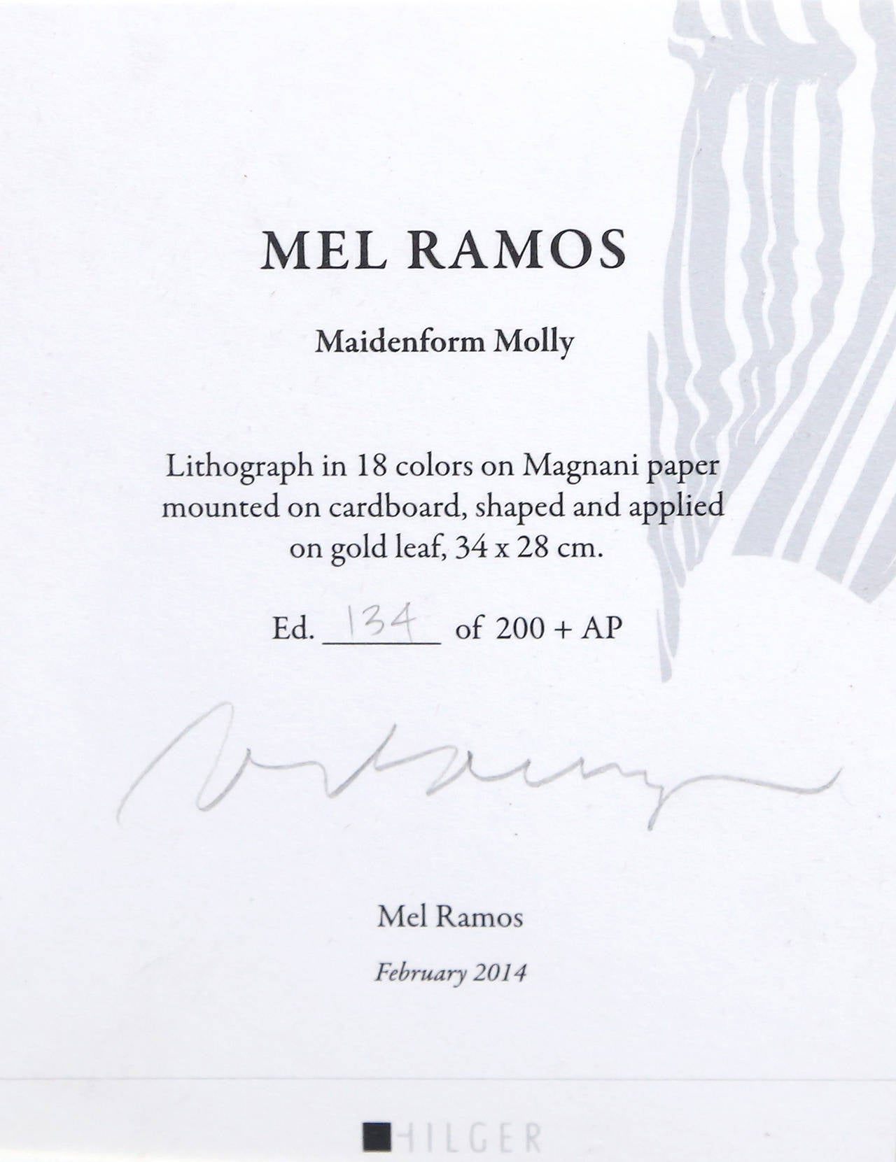 Maidenform Molly, Pop Art Lithograph with Gold Leaf by Mel Ramos For Sale 3