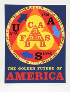 Golden Future of America, Pop Art Silkscreen by Robert Indiana