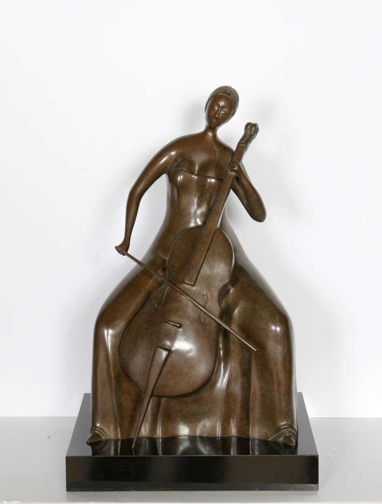 Branko Bahunek Figurative Sculpture - The Cellist