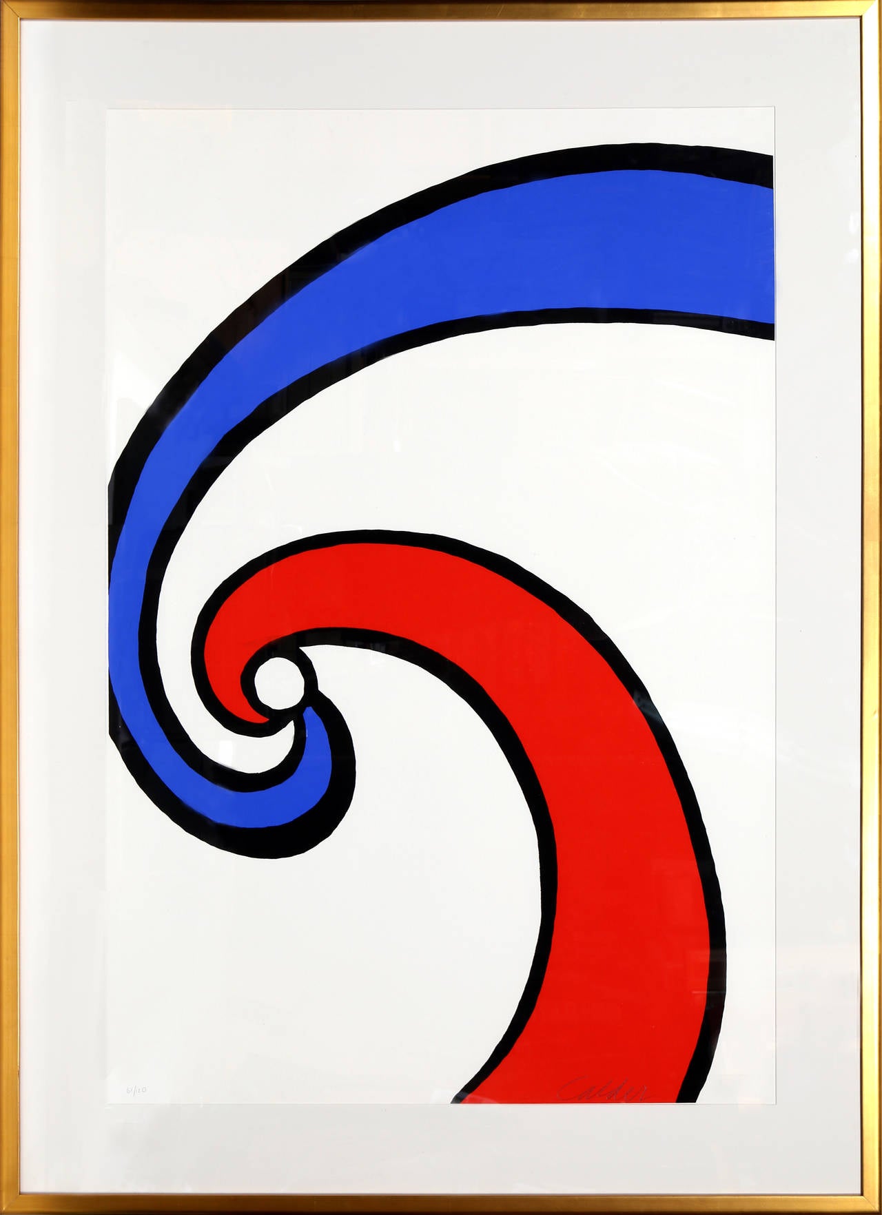 Alexander Calder Abstract Print - Red and Blue Swirl