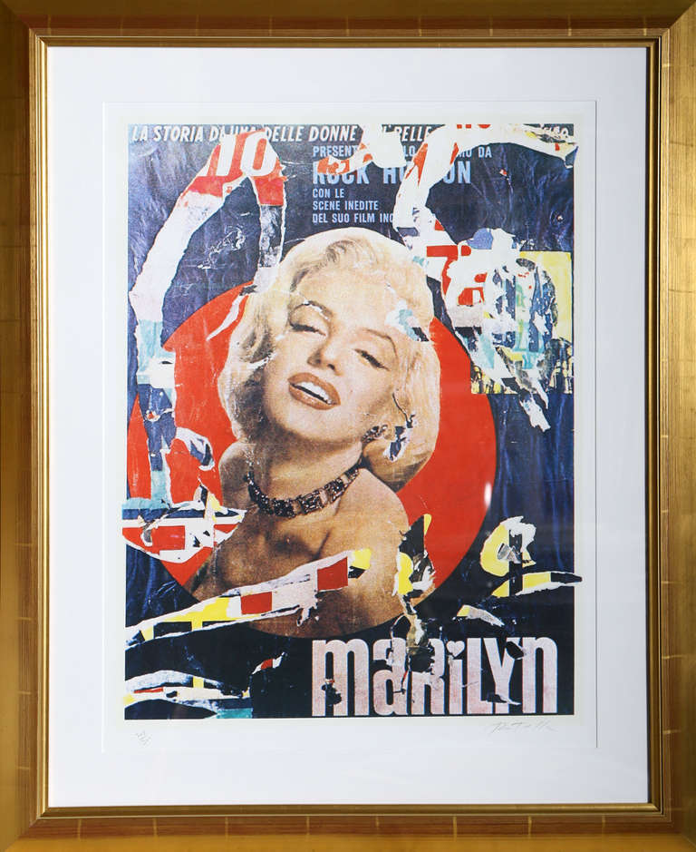 Mimmo Rotella Portrait Print - Marilyn
