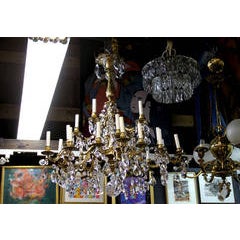 French Crystal Bronze Chandelier ca. 1910 9