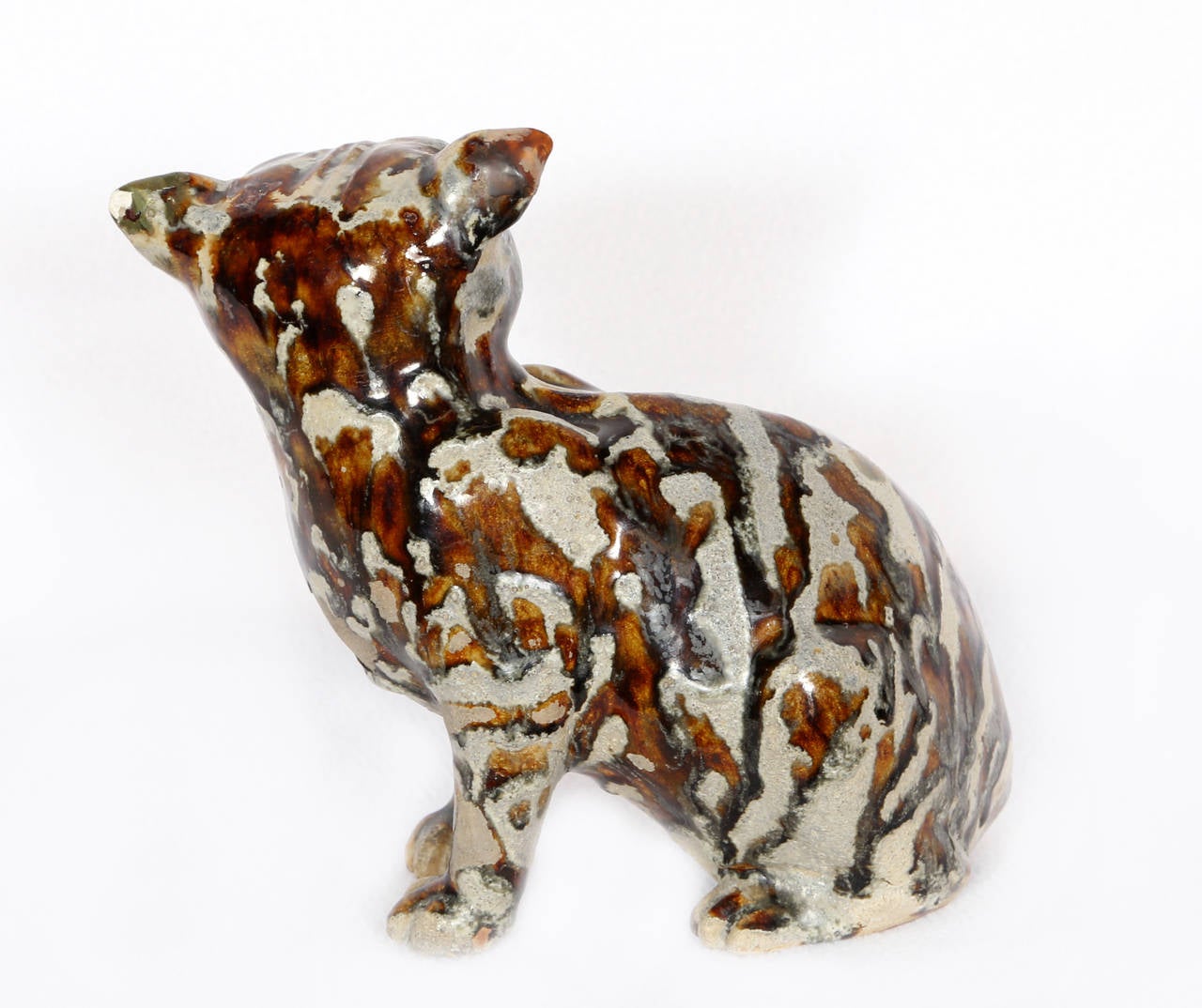 Unknown Cat, Unique Glazed Ceramic Sculpture For Sale at 1stDibs