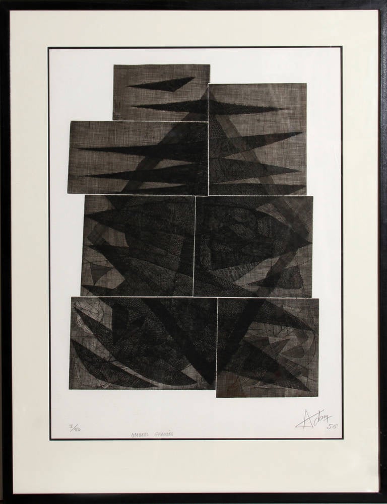 Henri-Georges Adam Abstract Print - Ombres Gravees