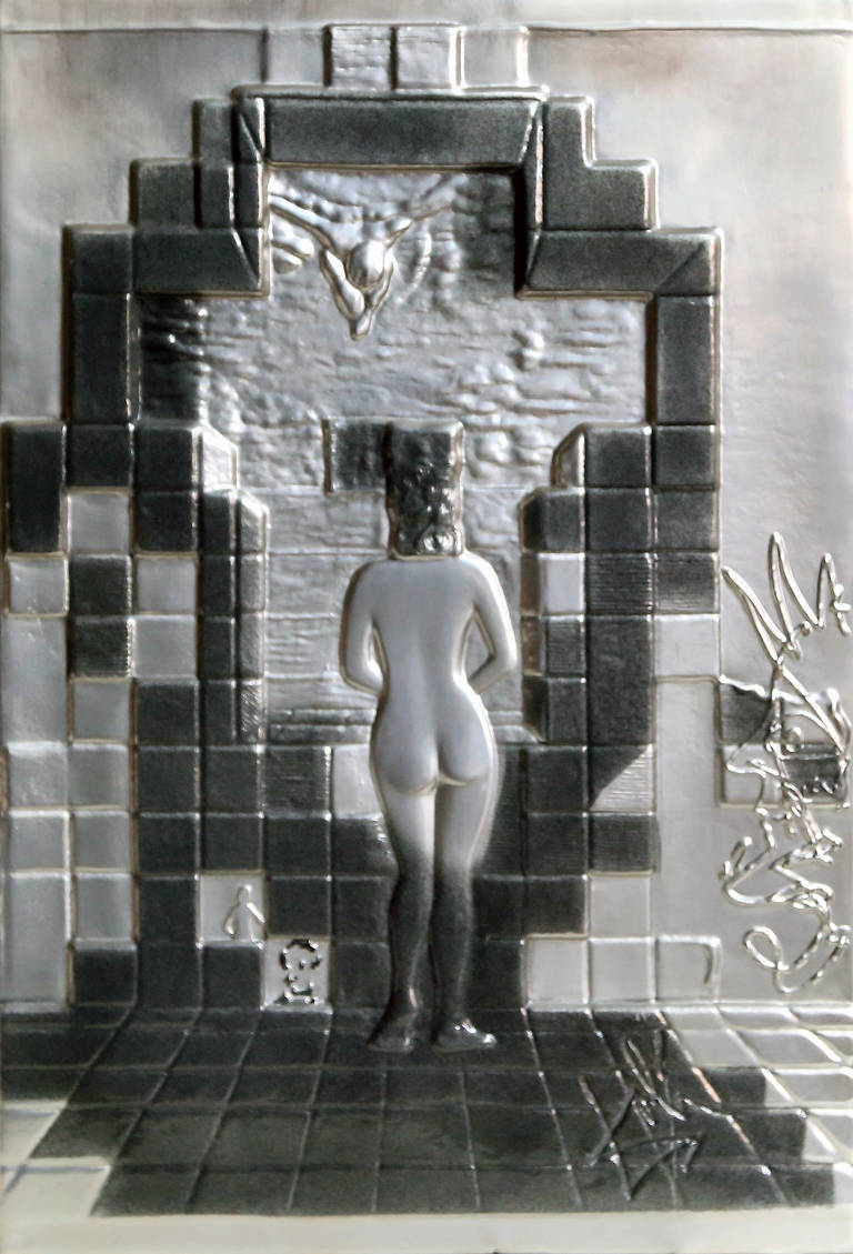 Lincoln in Dalivision, Surrealist Metal Relief Sculpture after Salvador Dali