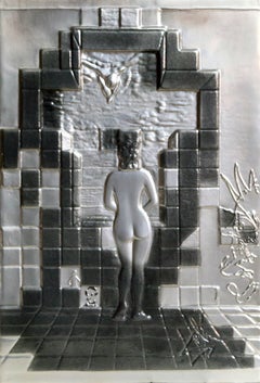 Lincoln in Dalivision, sculpture surréaliste en relief en métal d'après Salvador Dali