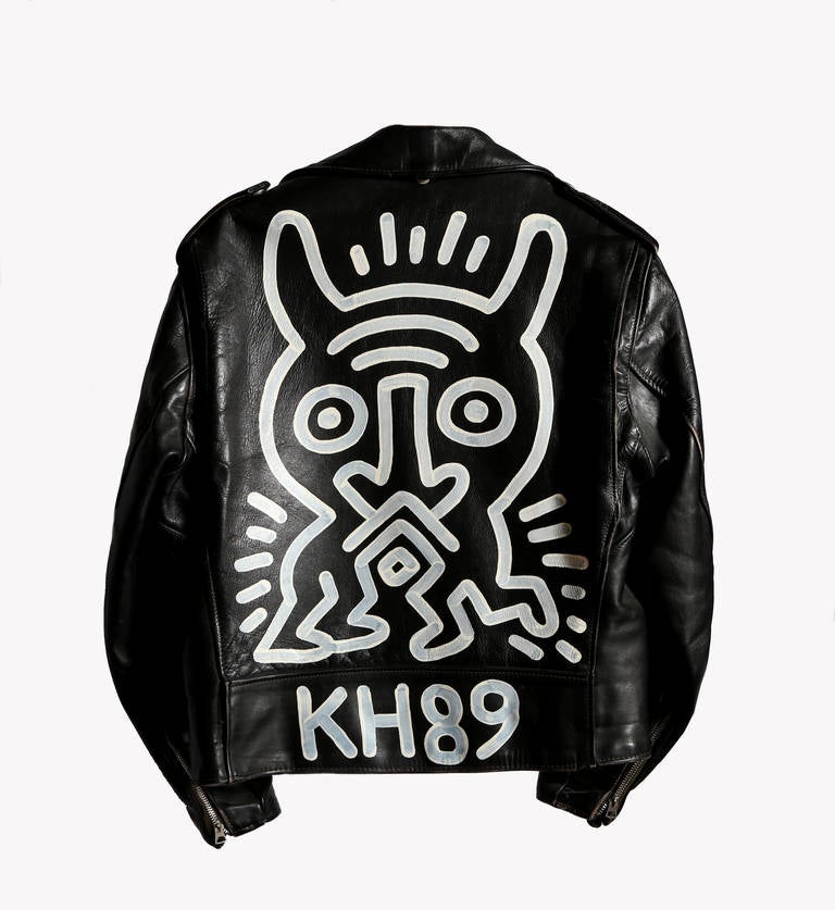 Peinture de la veste de motard Schott, par Keith Haring