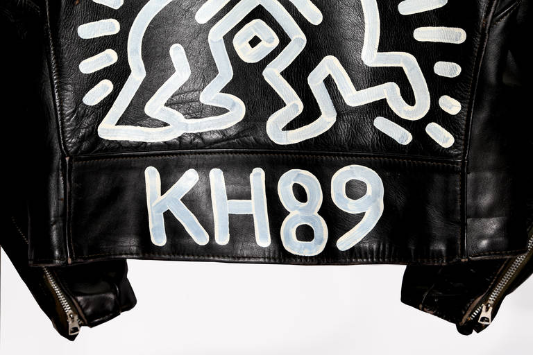 Peinture de la veste de motard Schott, par Keith Haring en vente 2