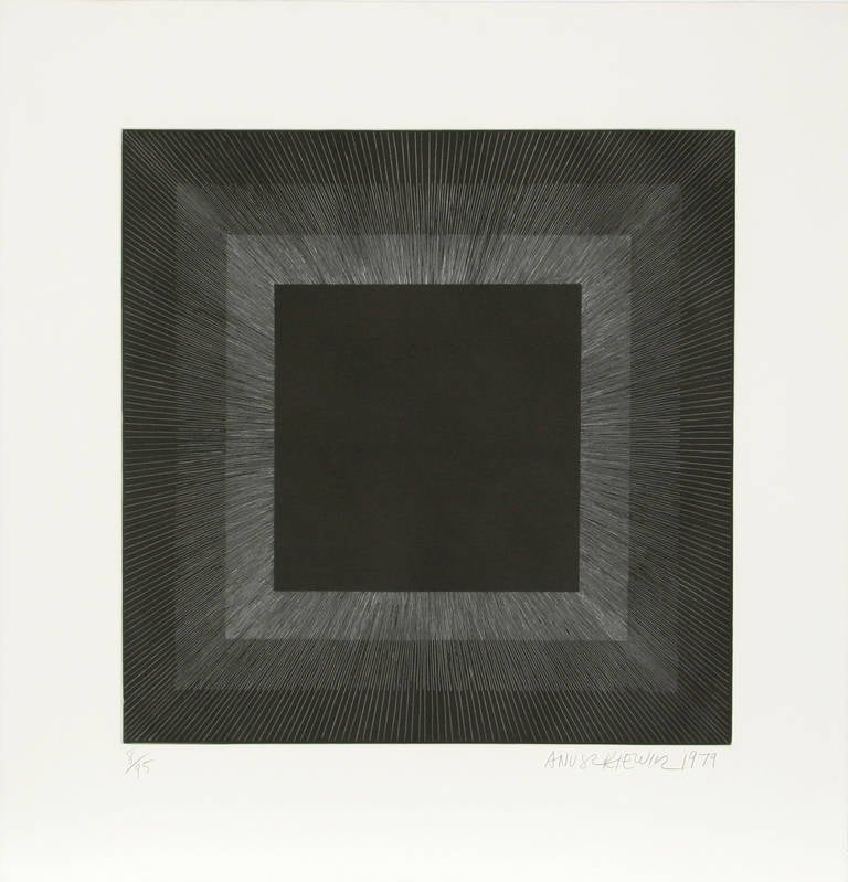 Richard Anuszkiewicz Abstract Print - Midnight Suite (Black with Silver)
