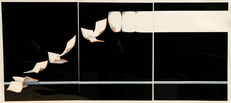 Lennart Nyström Abstract Print - Untitled - Paper (Triptych)