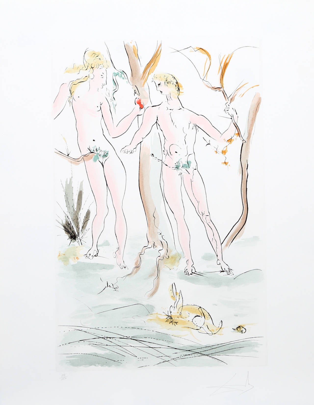 Salvador Dalí Nude Print - Adam et Eve from the Homage a Albrecht Durer Suite