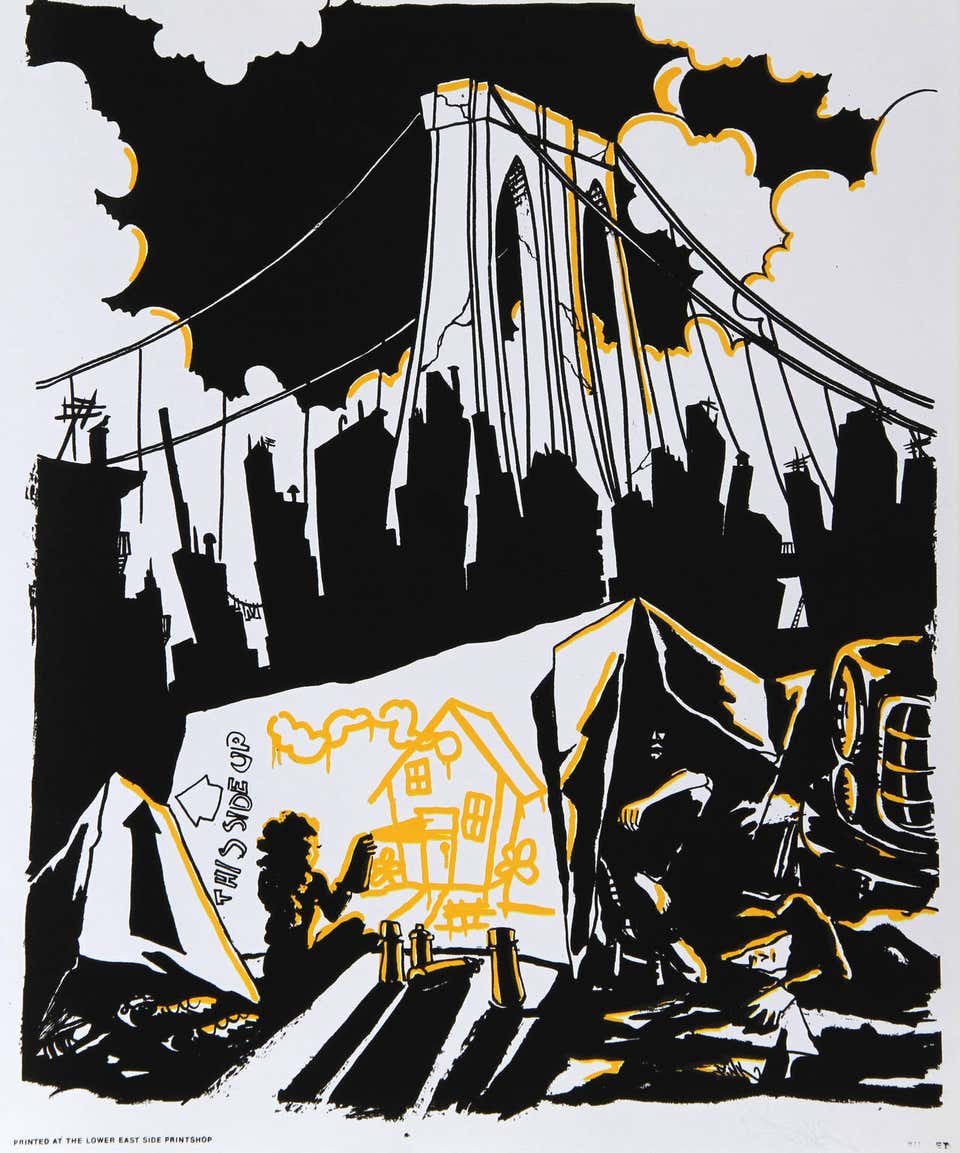 Under the Brooklyn Bridge, Screenprint by Lady Pink