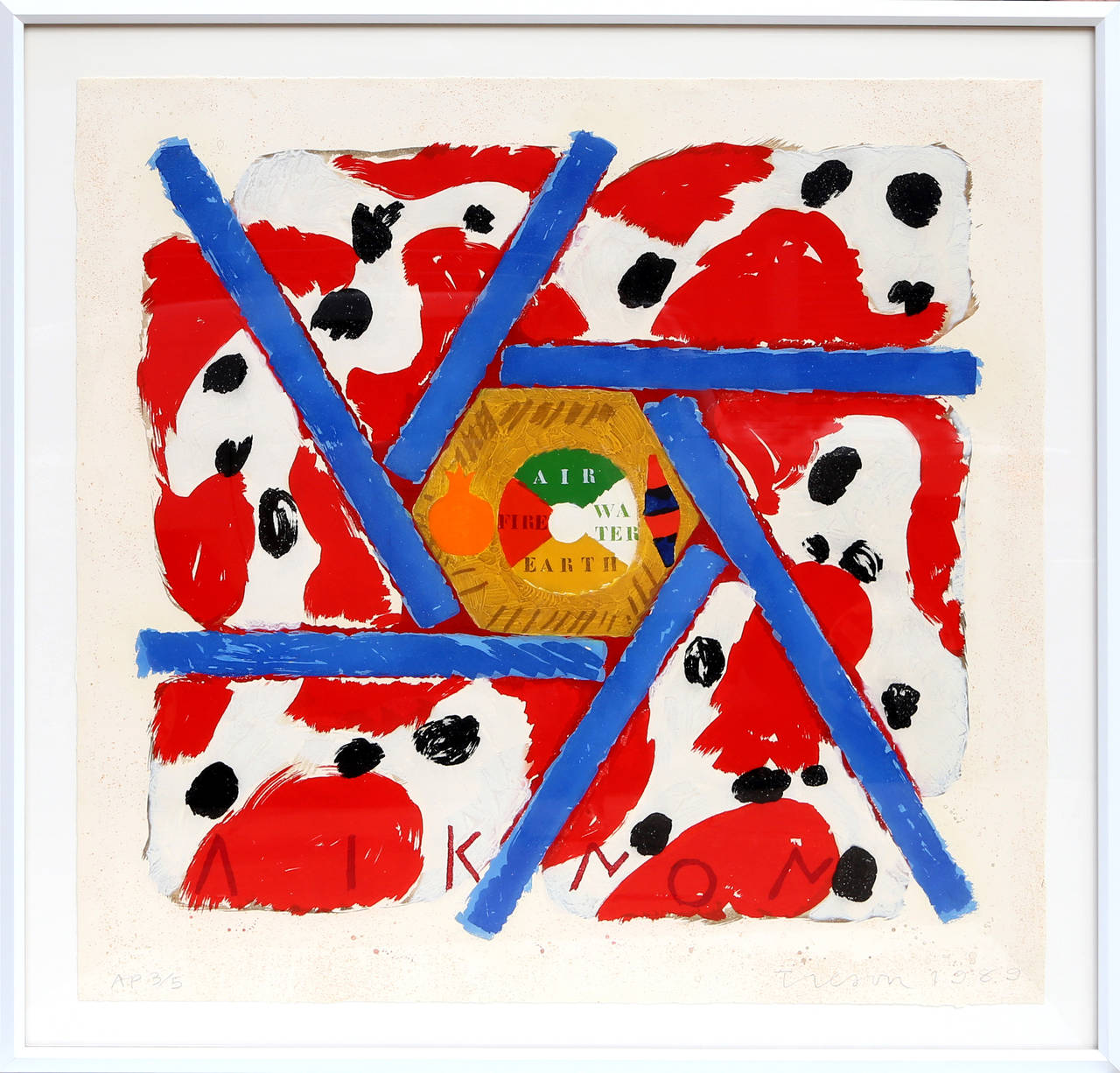 Joe Tilson Abstract Print - Liknon Red