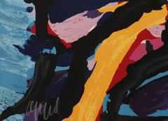 Colorful Abstract Lithograph by Karel Appel