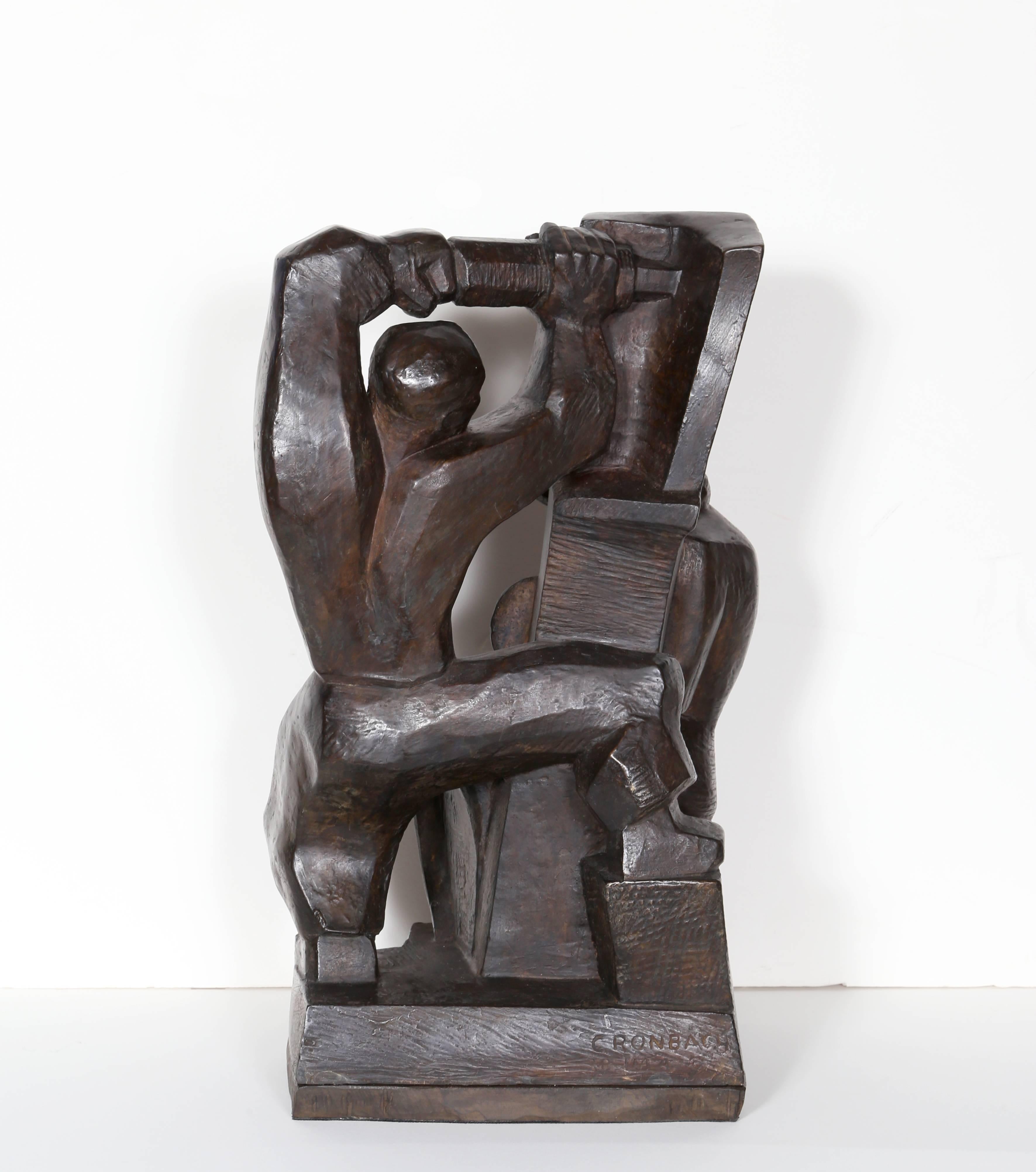 Arbeiter im Bauwesen und in der Garderobe  (Amerikanische Moderne), Sculpture, von Robert Cronbach
