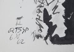 Seated Woman and Bull Figure, Modern Drawing by Jose Ortega