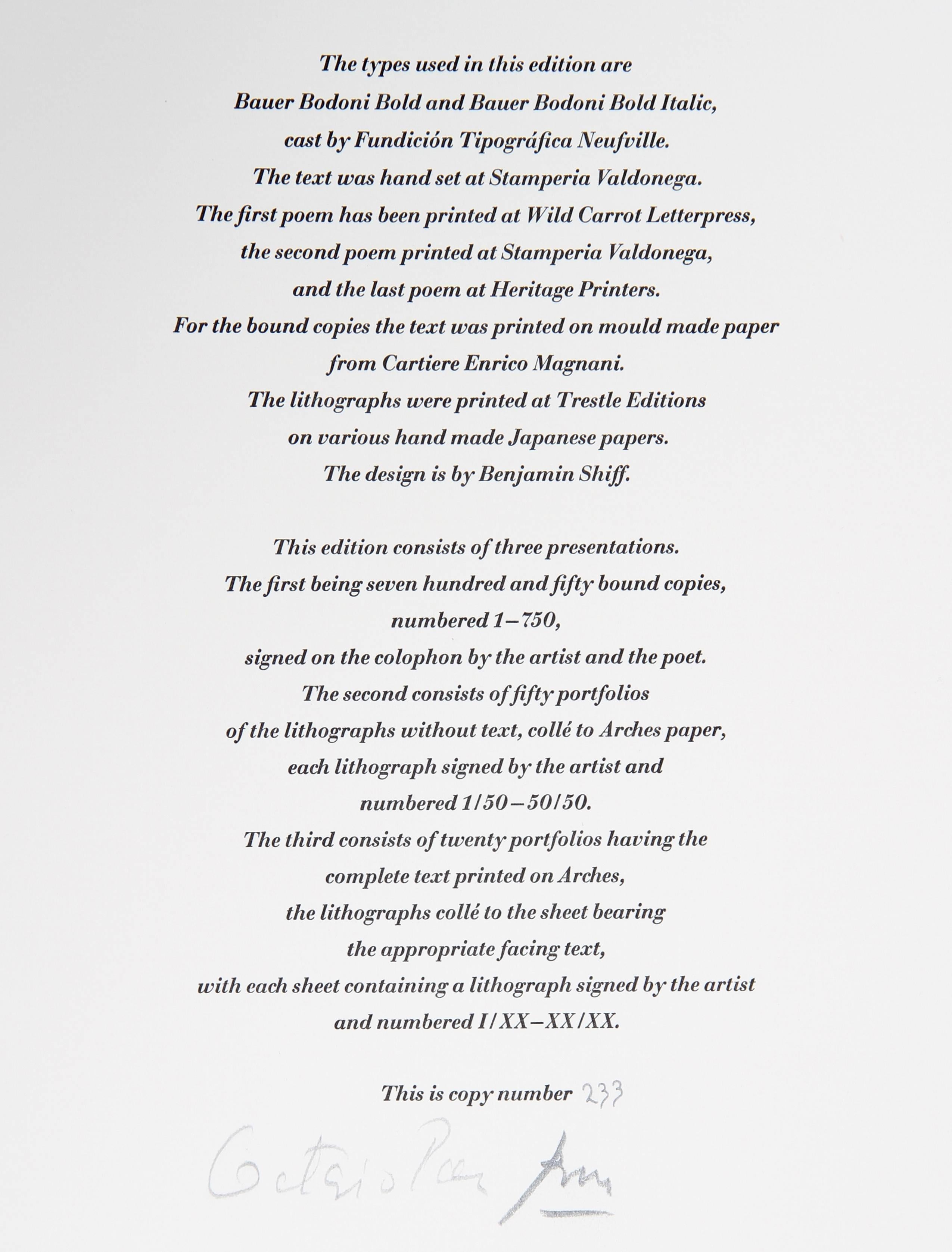 Octavio Paz, Three Poems 6 - Print by Robert Motherwell