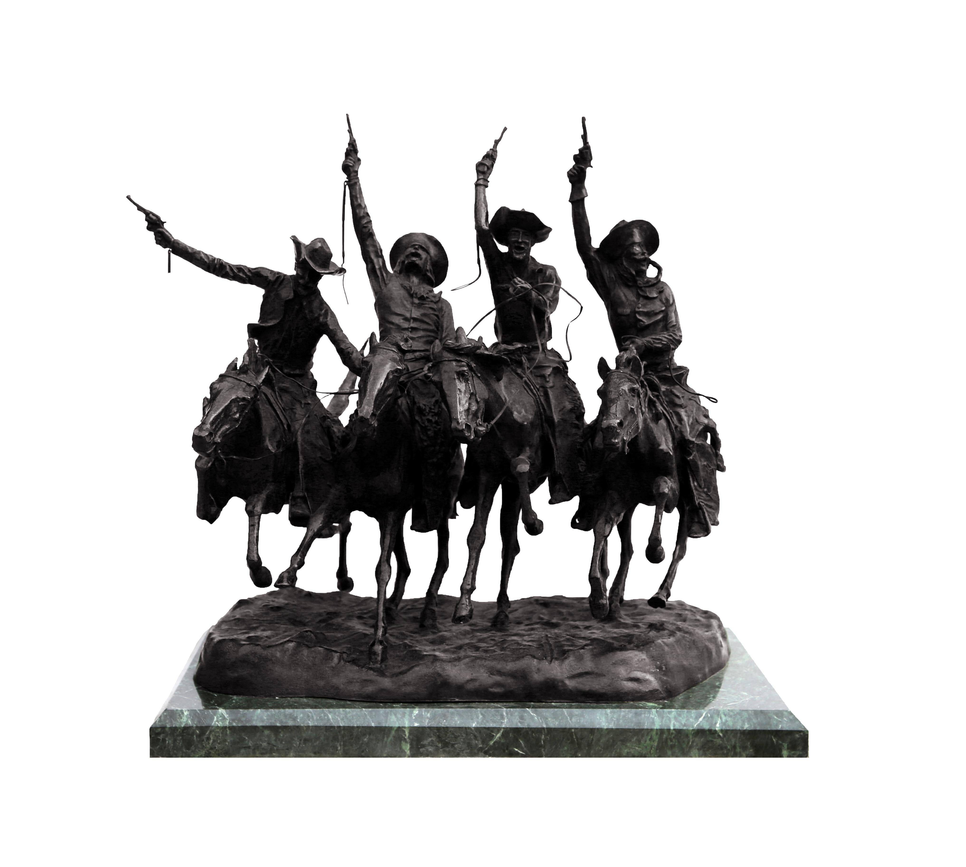 Frederic Remington Figurative Sculpture - Coming Through The Rye, Remington Bronze