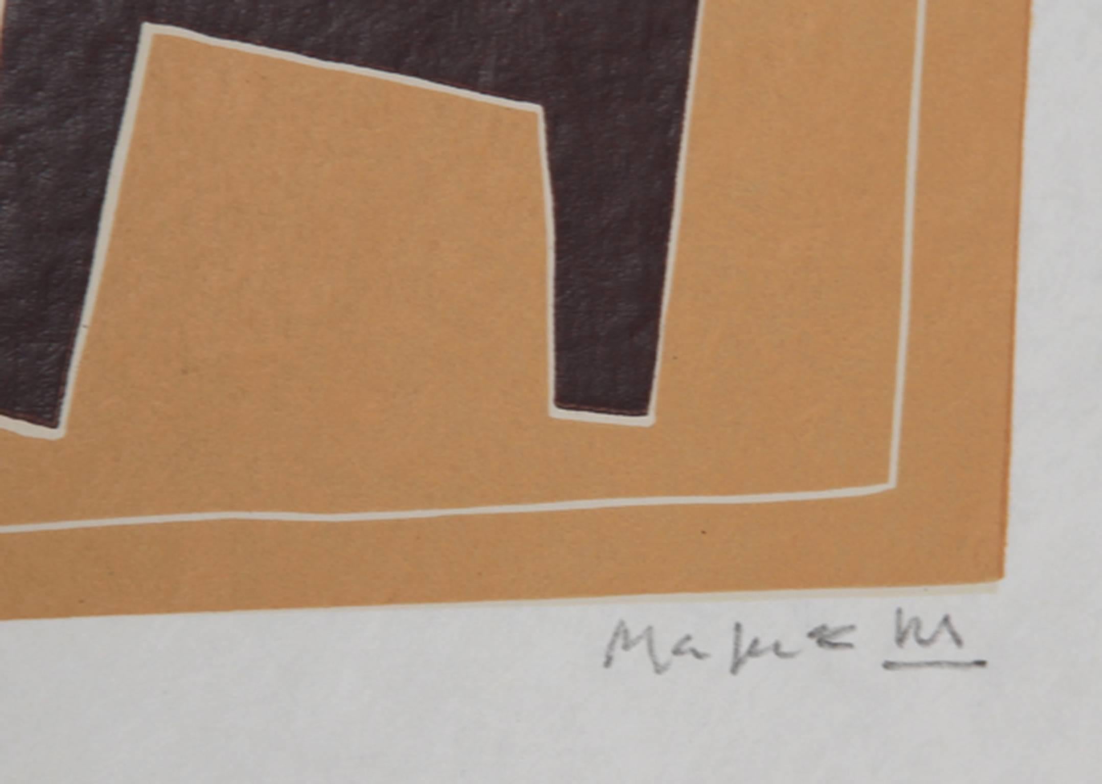 Artist: Alberto Magnelli, Italian (1888 - 1971)
Title: VI from La Magnanerie de la Ferrage
Year: 1971
Medium: Linocut on Japon, signed in pencil
Edition: Pour Leon Amiel
Image Size: 19.5 x 13.5 inches
Size: 25.5 in. x 20 in. (64.77 cm x 50.8