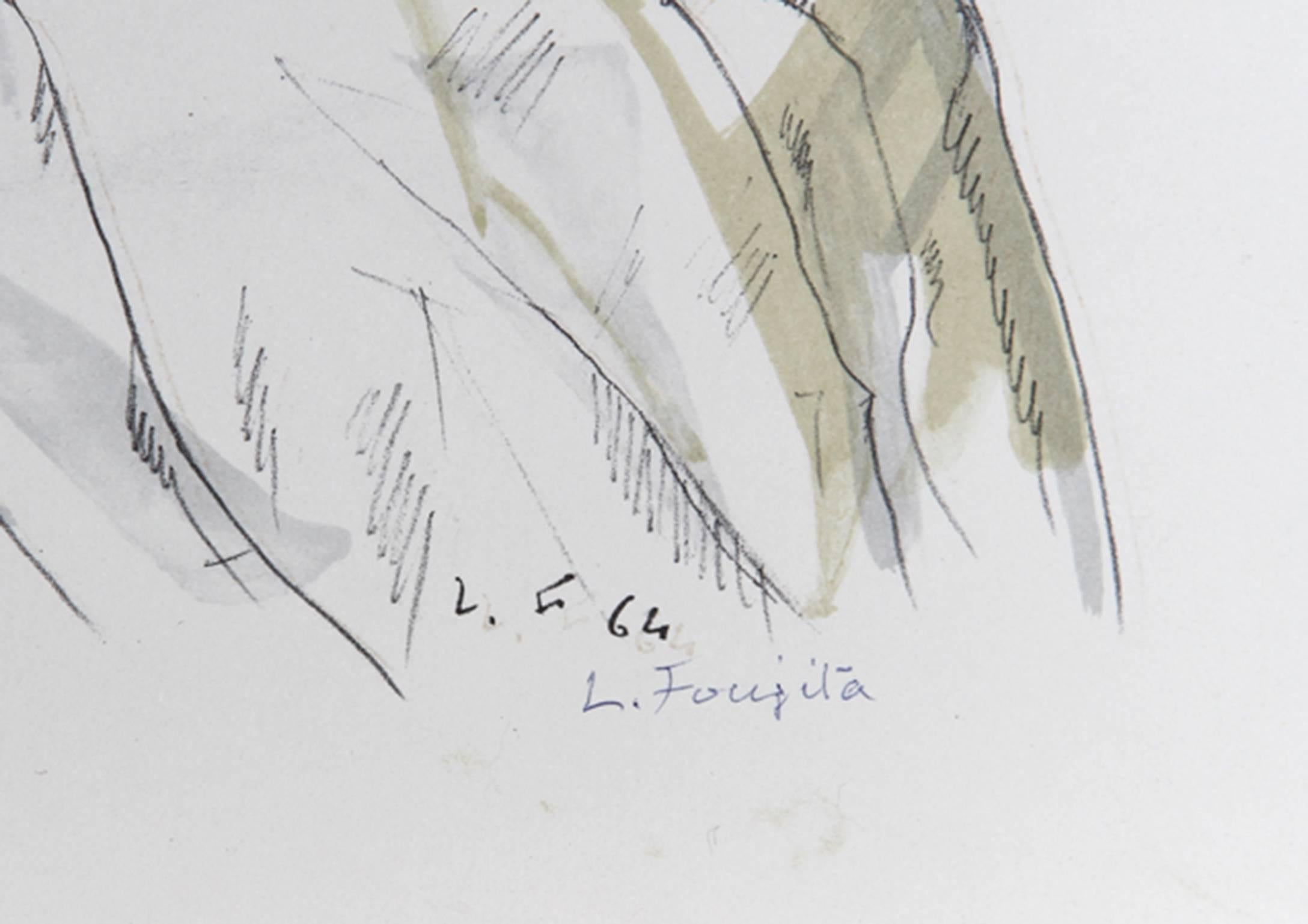 Nursing Mother, Surrealist Lithograph by Leonard Tsugouhara Foujita - Print by Léonard Tsugouharu Foujita