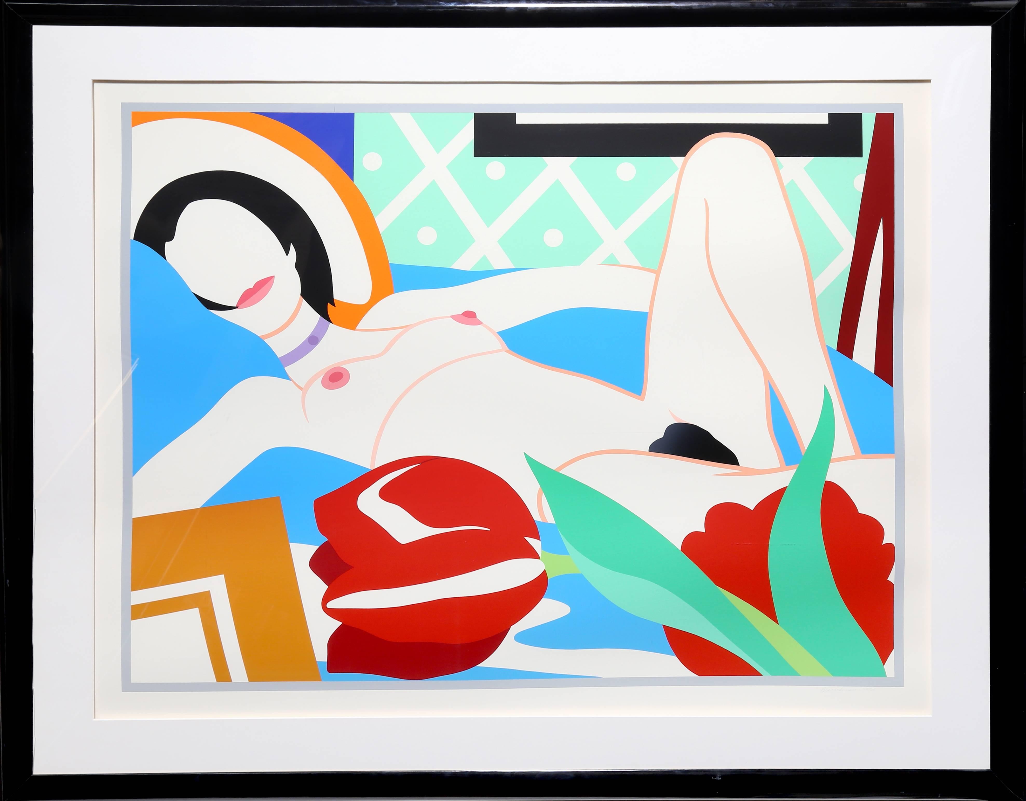 Monica with Tulips - Print by Tom Wesselmann
