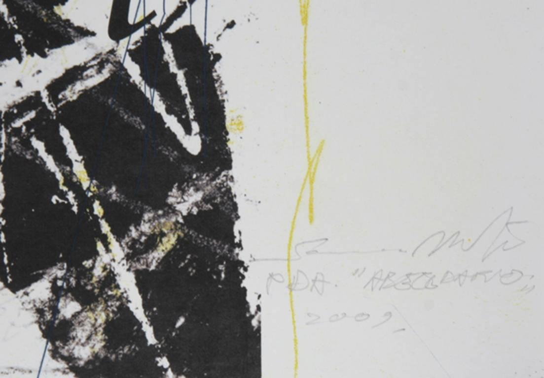Abecedario (jaune), impression numérique abstraite et eau-forte de Sandro Martini en vente 1