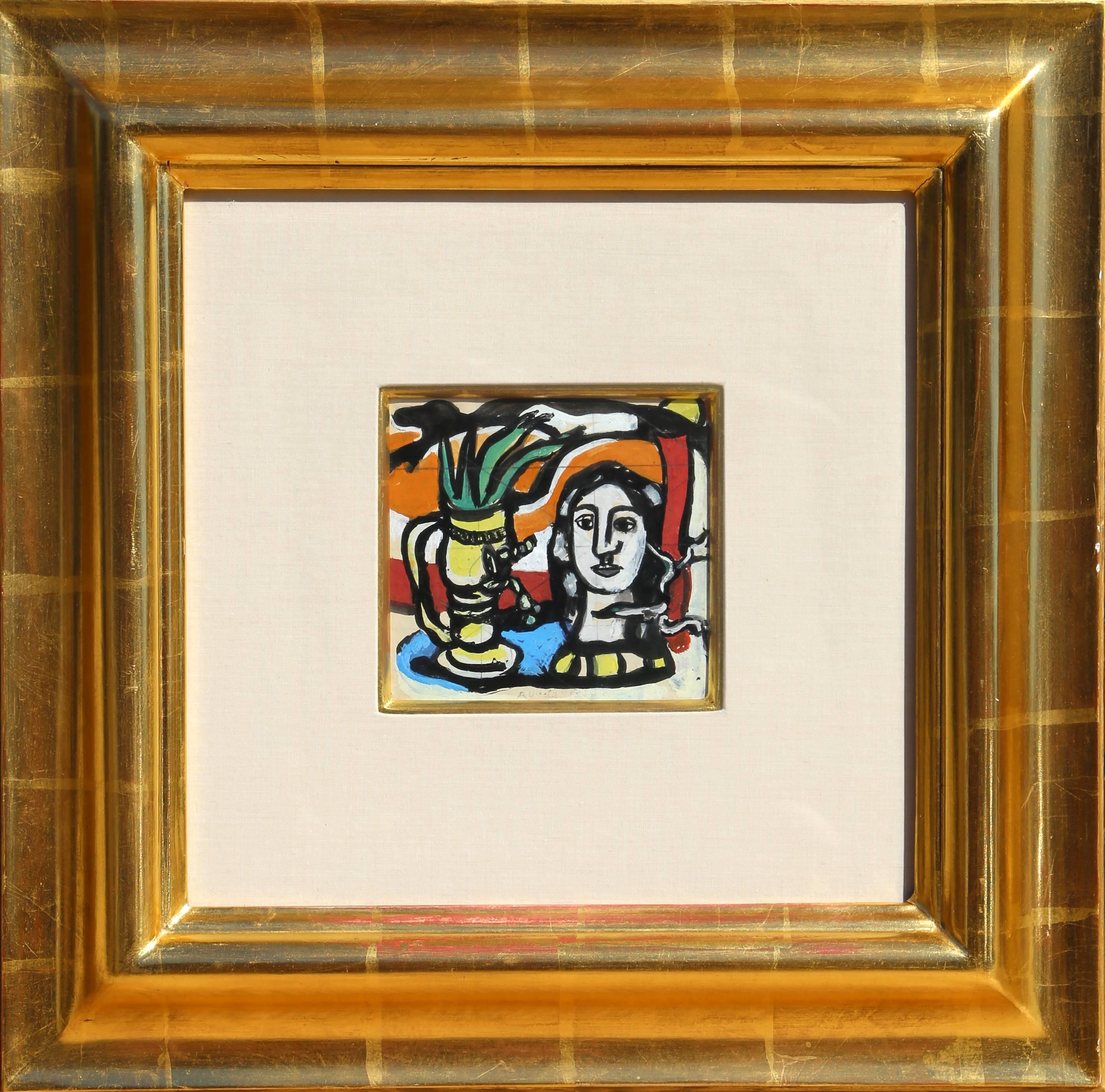 Statuette au Vase Jaune - Painting by Fernand Léger