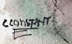 Nu sur vert I, gouache sur papier de George Zachary Constant