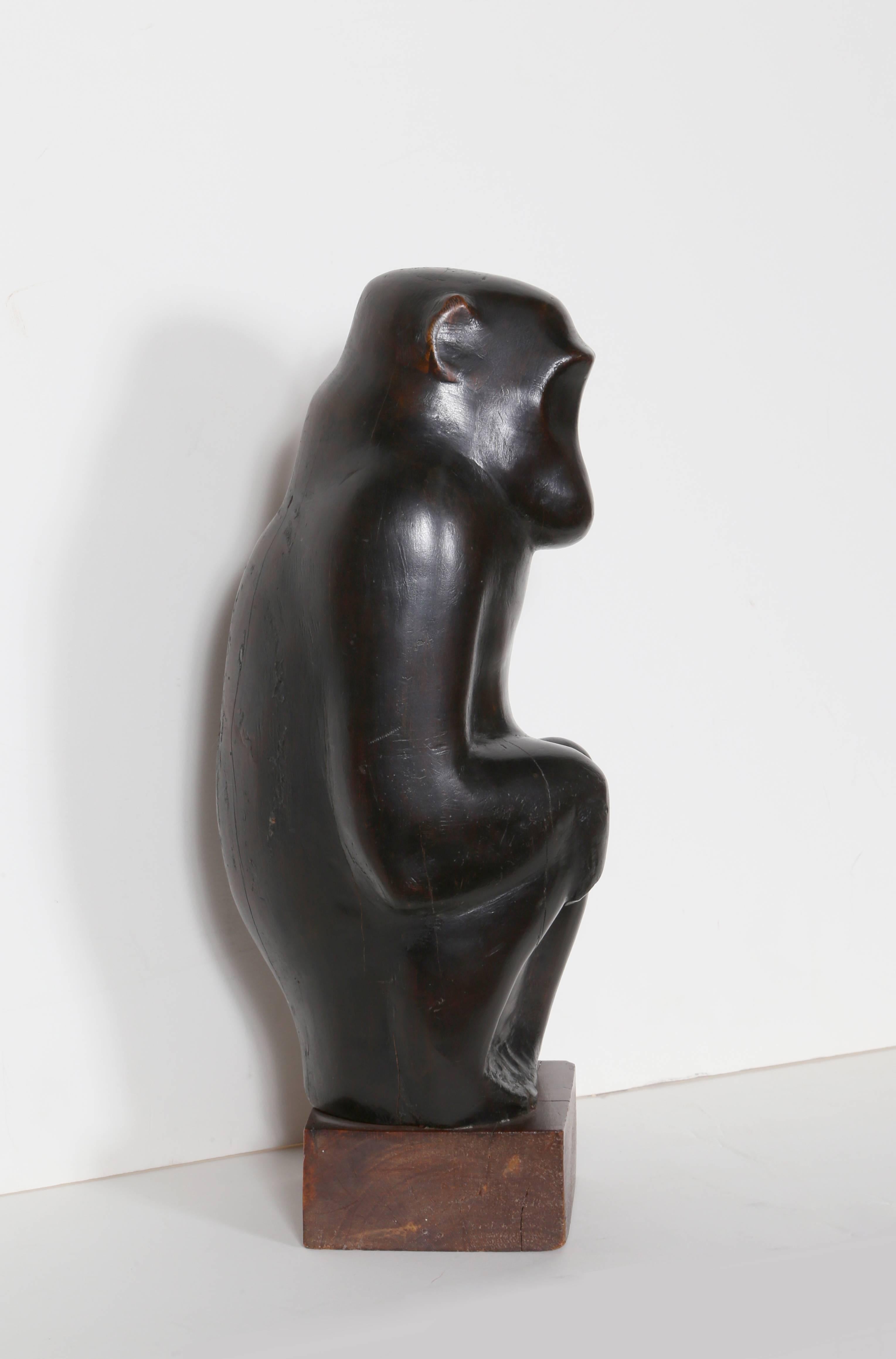 Monkey - Brown Figurative Sculpture by George Zachary Constant