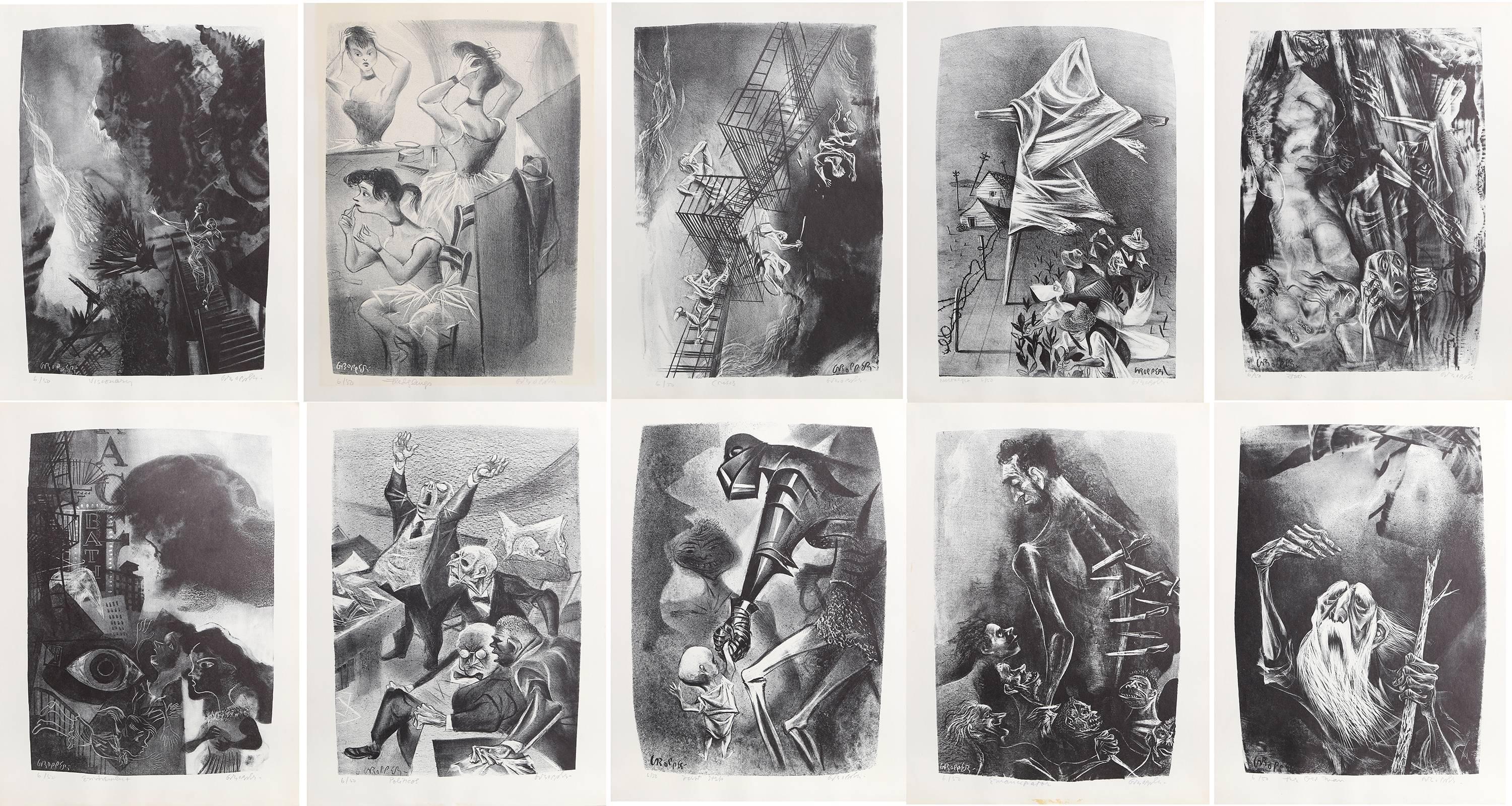 Capriccios Portfolio (50 lithographs) - American Modern Print by William Gropper