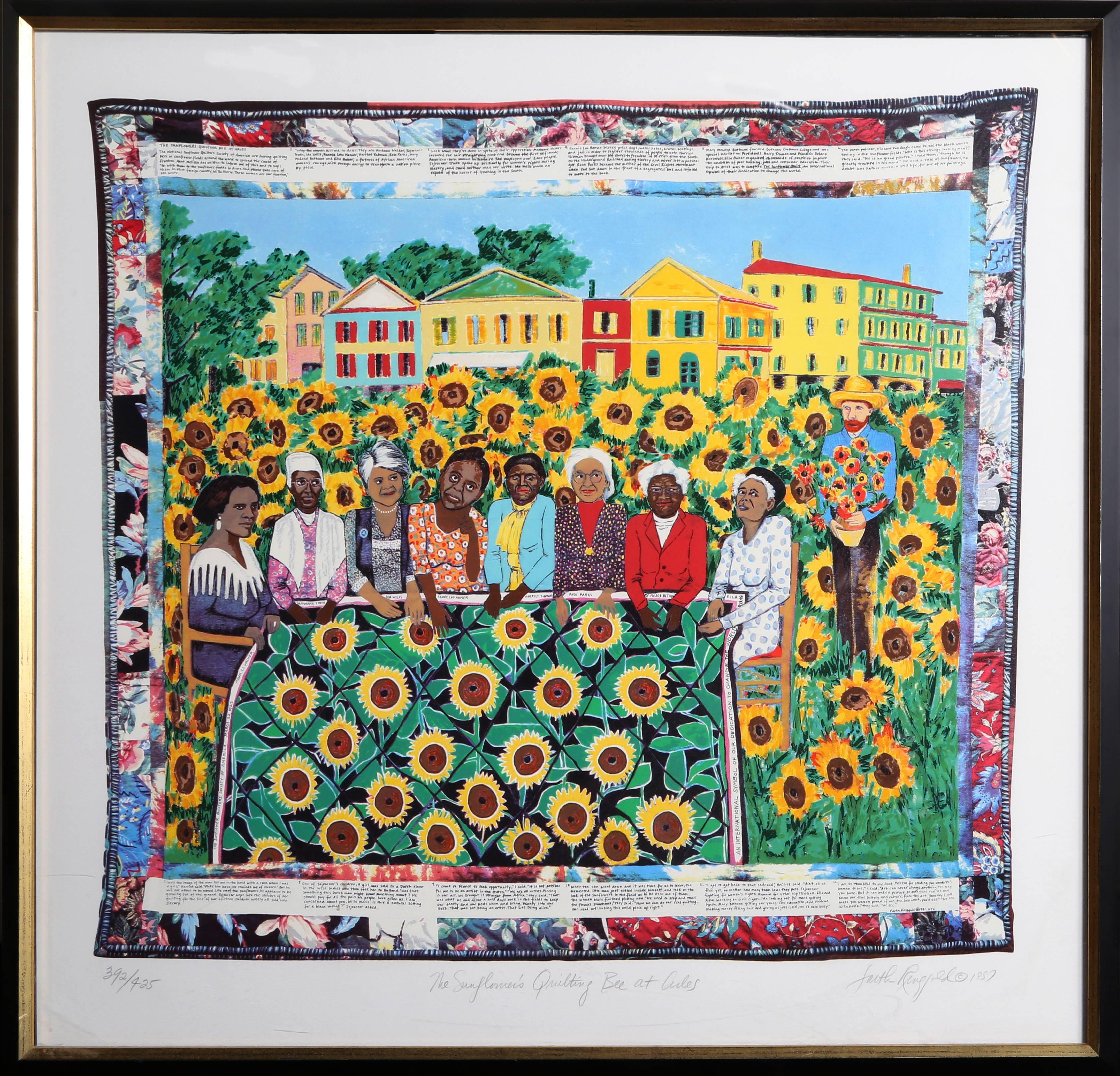 Faith Ringgold Figurative Print - The Sunflower's Quilting Bee at Arles