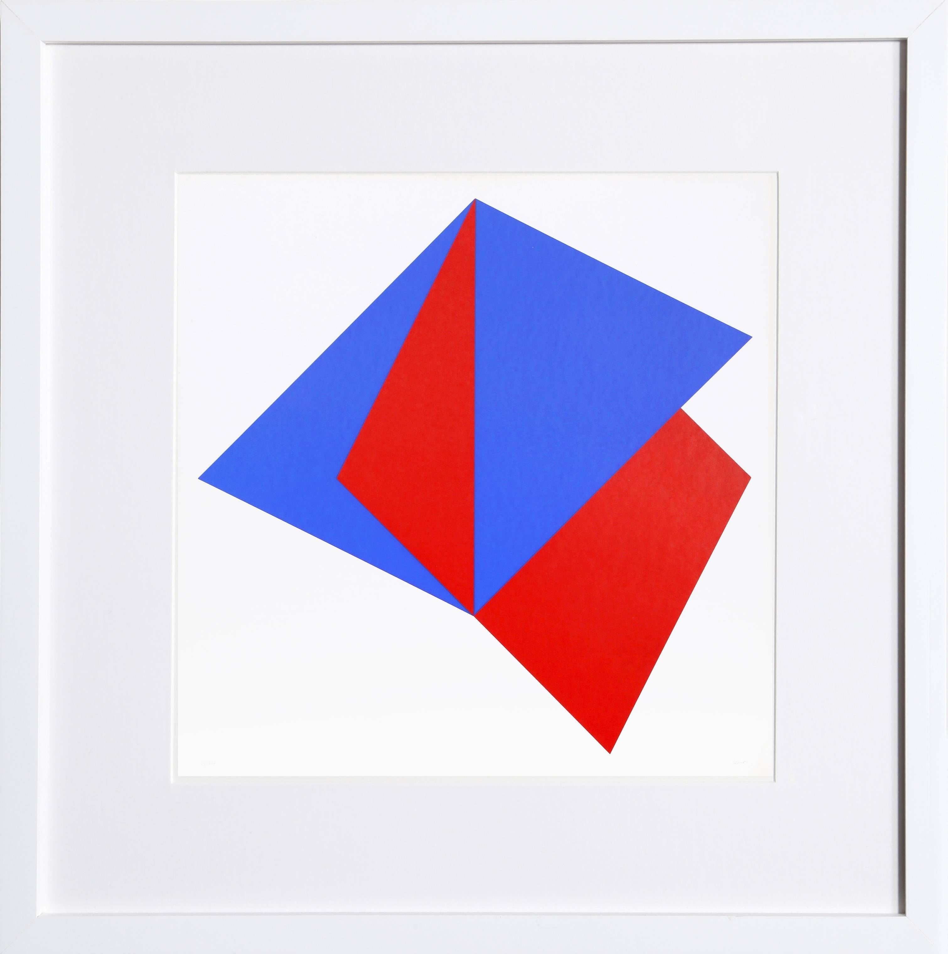 Bob Bonies Abstract Print - Untitled - Composition in Blue and Red I