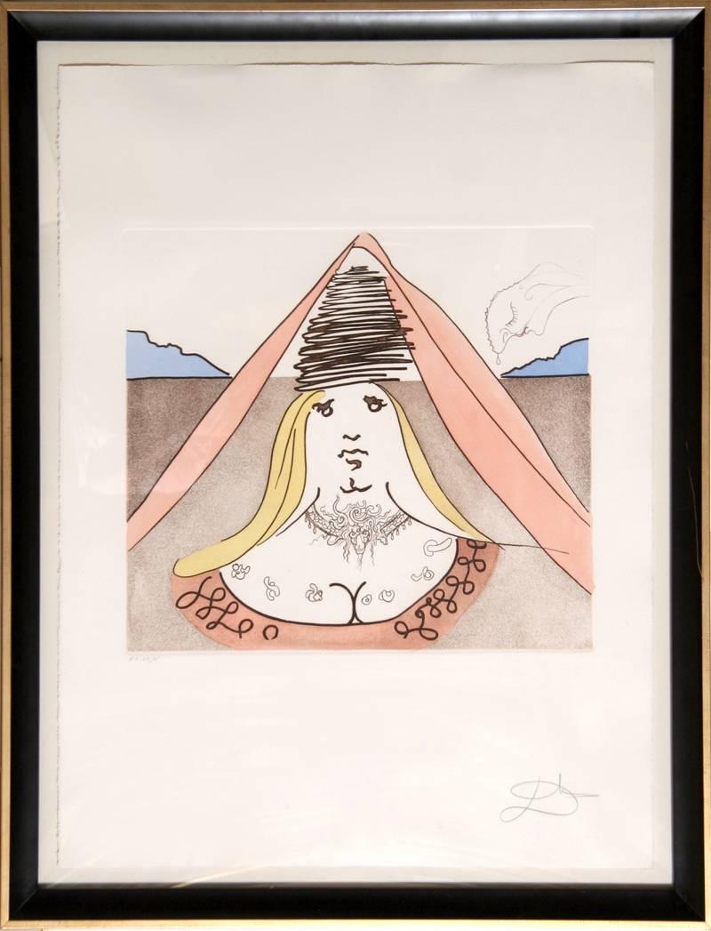 Salvador Dalí Portrait Print - The Lady Dulcinea from Historia de Don Quichotte de la Mancha by Salvador Dali