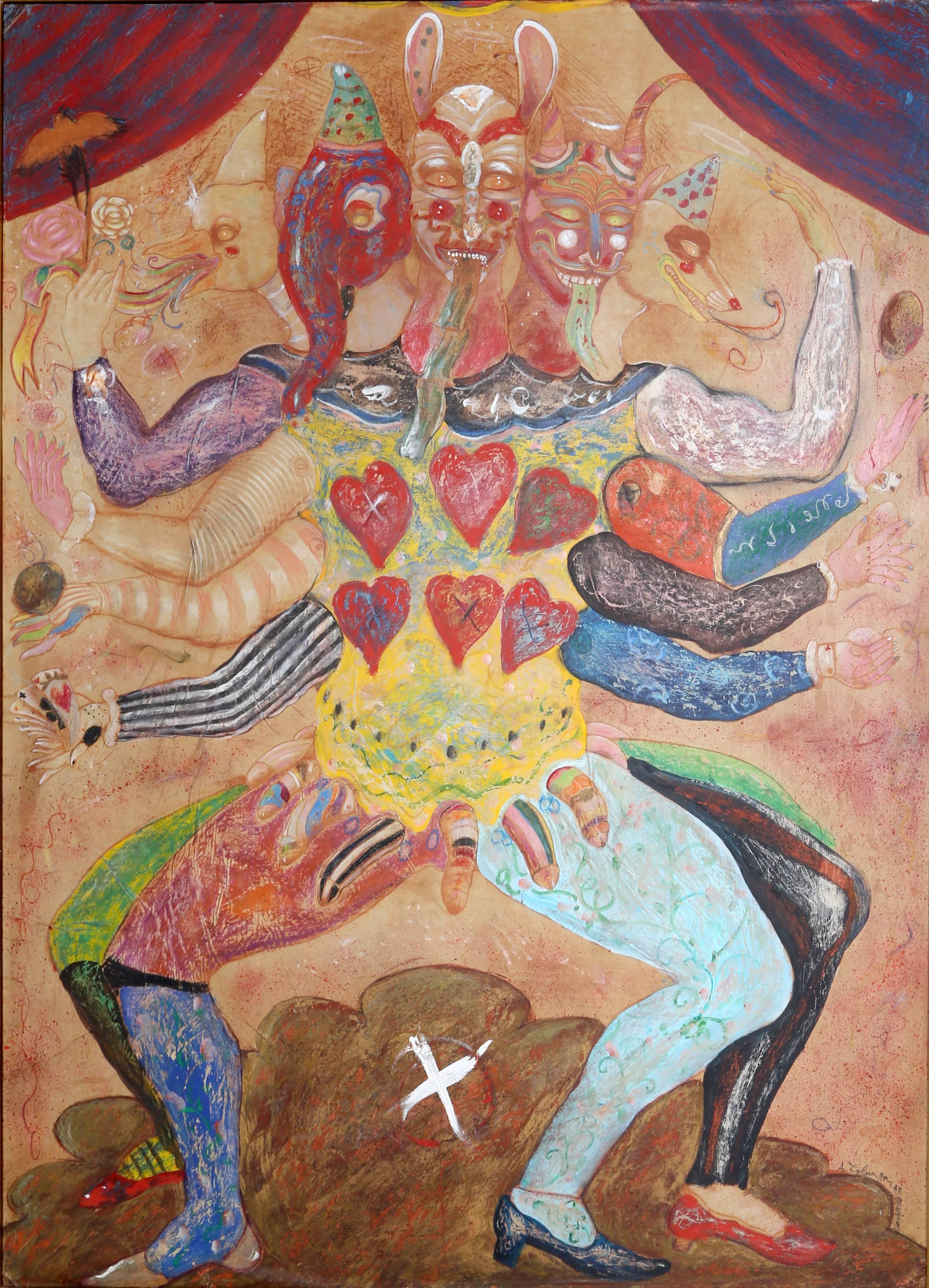 Figurative Painting di Alejandro Colunga - Uomo dalle molte teste
